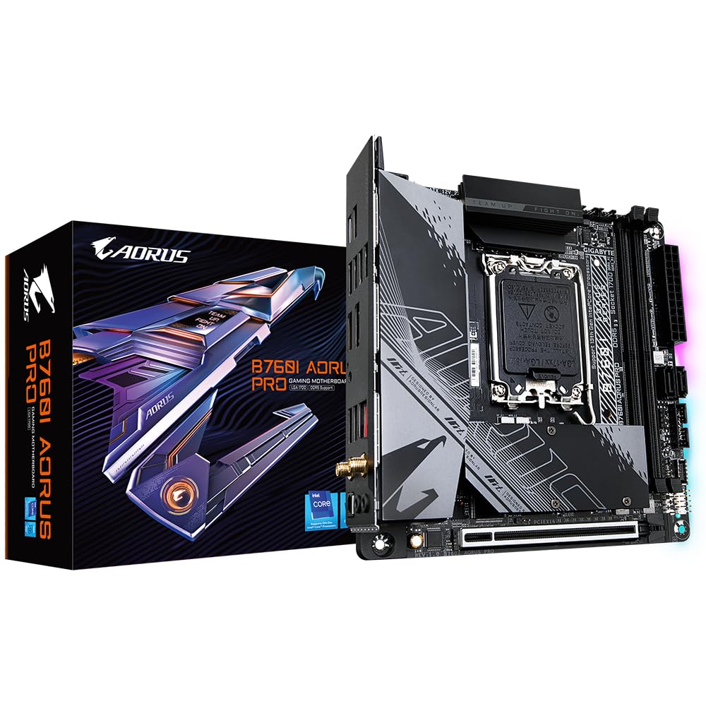 GIGABYTE B760I AORUS PRO 1.1 Intel LGA 1700 m-ITX Motherboard, 2X DDR5~96GB, 1x PCI-E x16, 2X M.2, 4X SATA, 5X USB 3.2, 2X USB 2