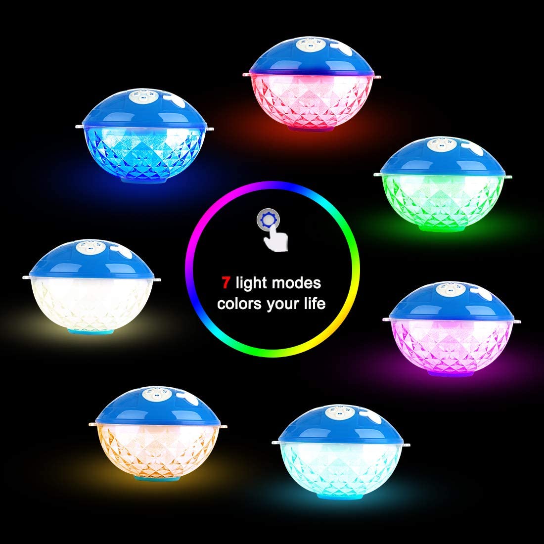 KingSom Bluetooth Pool Speaker - IPX7 Waterproof, Floatable, 5 Portable Wireless Shower Speaker with Colorful Lights & Built-in Mic for Parties