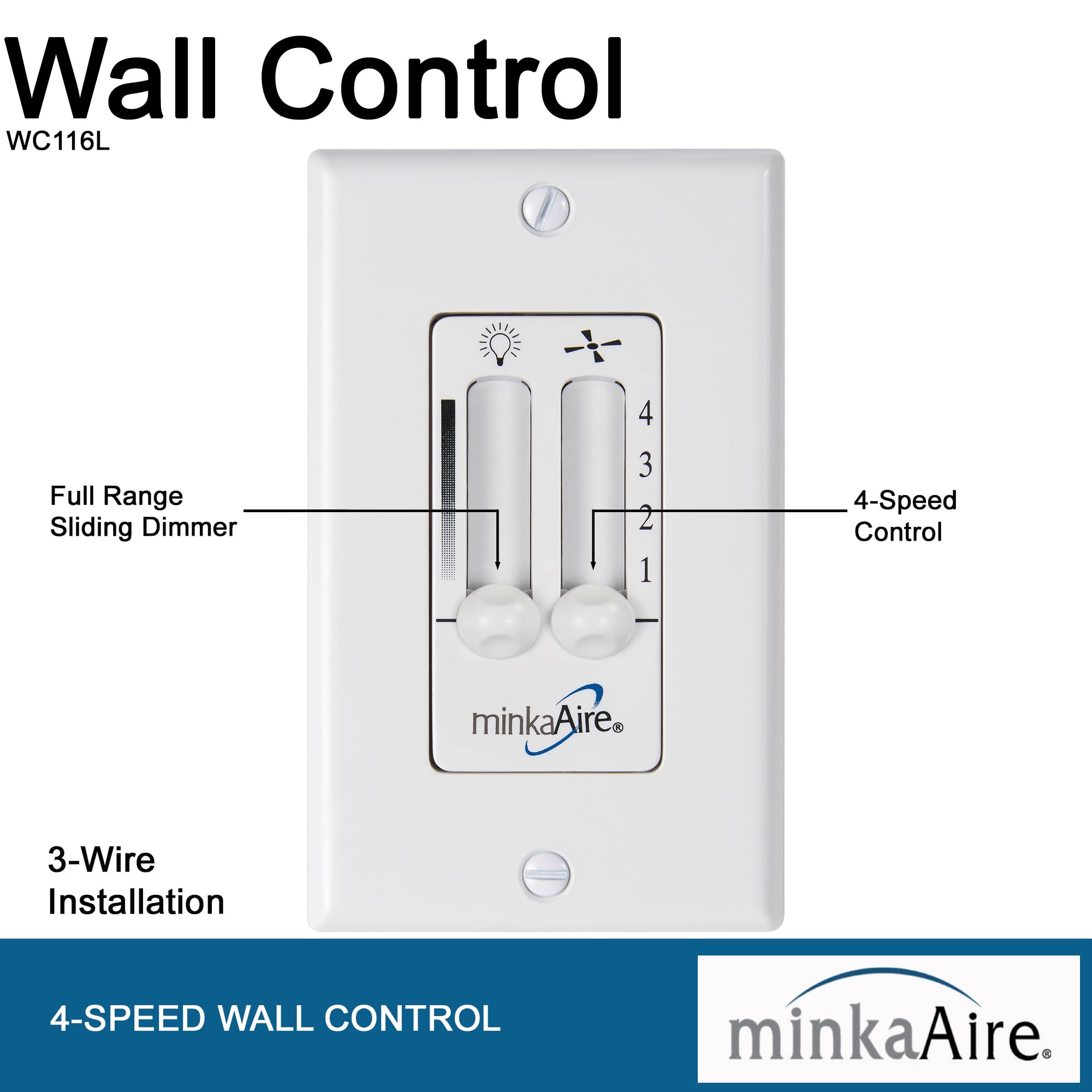 Minka-Aire 4 Speed Wall Control - White - Wc116L