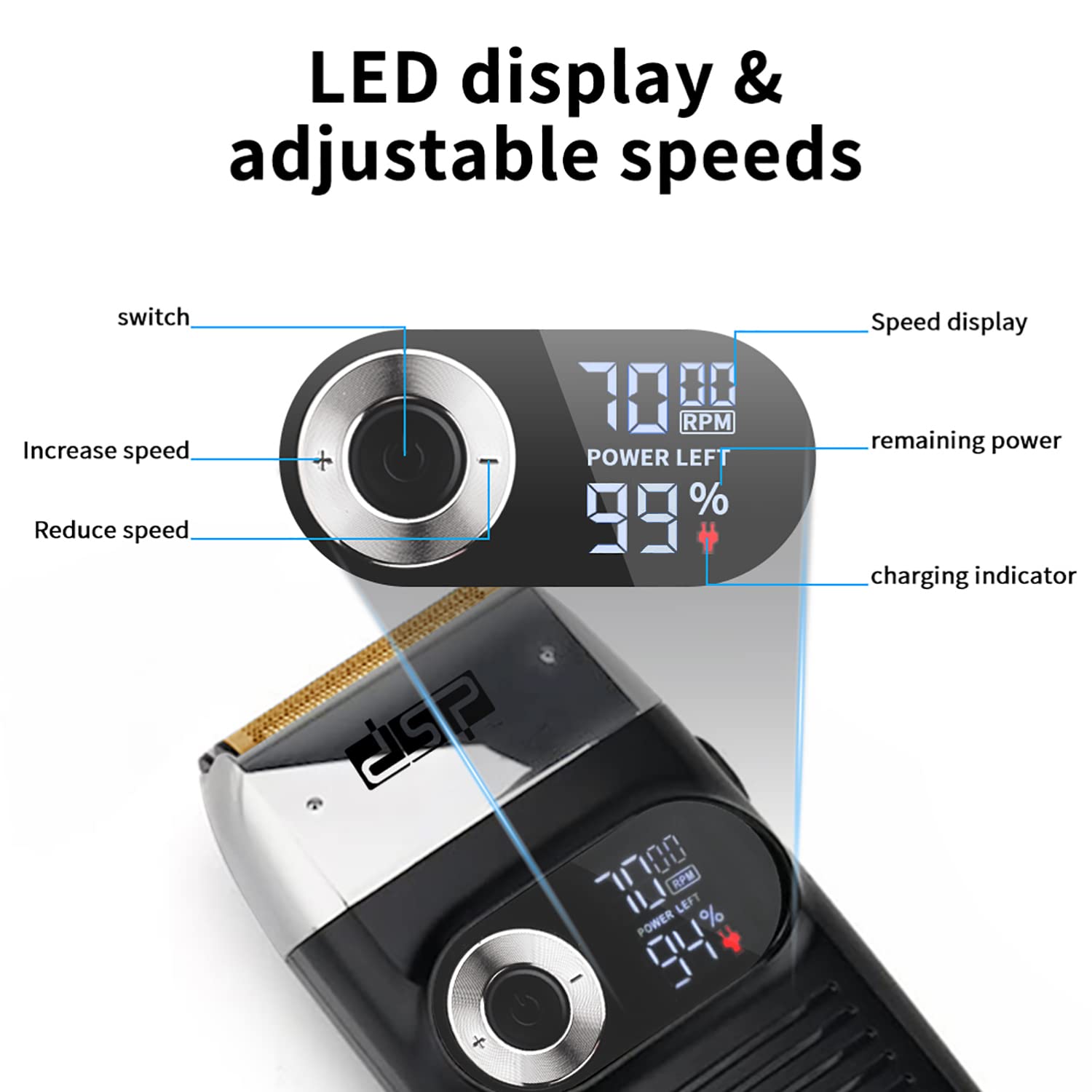 Dsp Electric Razor For Men Bald Shavers For Men 2 In 1 Double Shaver For Men With 2 Foil Head Rechargeable Barber Shaver With Pr