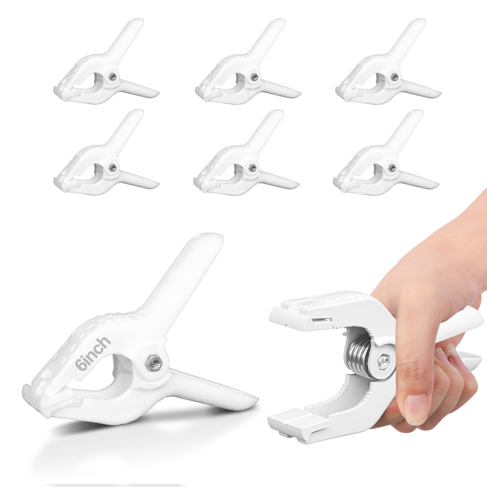 EMART 6 Pack Heavy Duty Spring Clamps, 6 inch Plastic Photo Booth Backdrop Clips Clamps for Backdrop Stand, Photography Studio, 