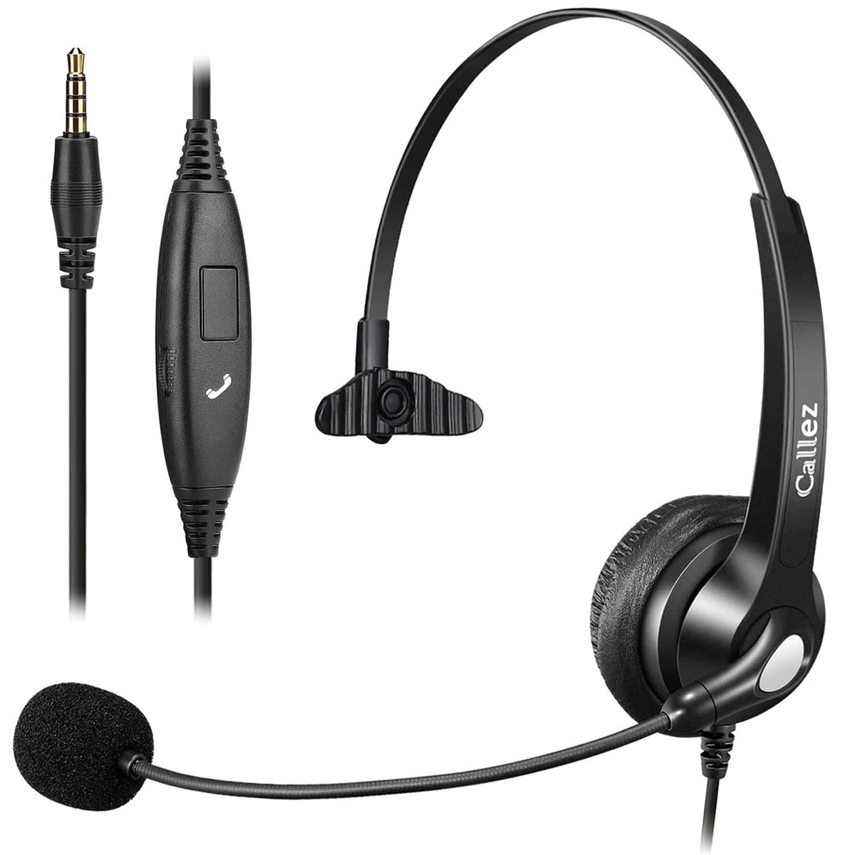 3.5Mm Jack Cell Phone Headset With Microphone Noise Cancelling For Pc Laptop, Wired Computer Headphones For Iphone Android Zoom Home Office Work School Classroom, In Line Control, Comfort Fit