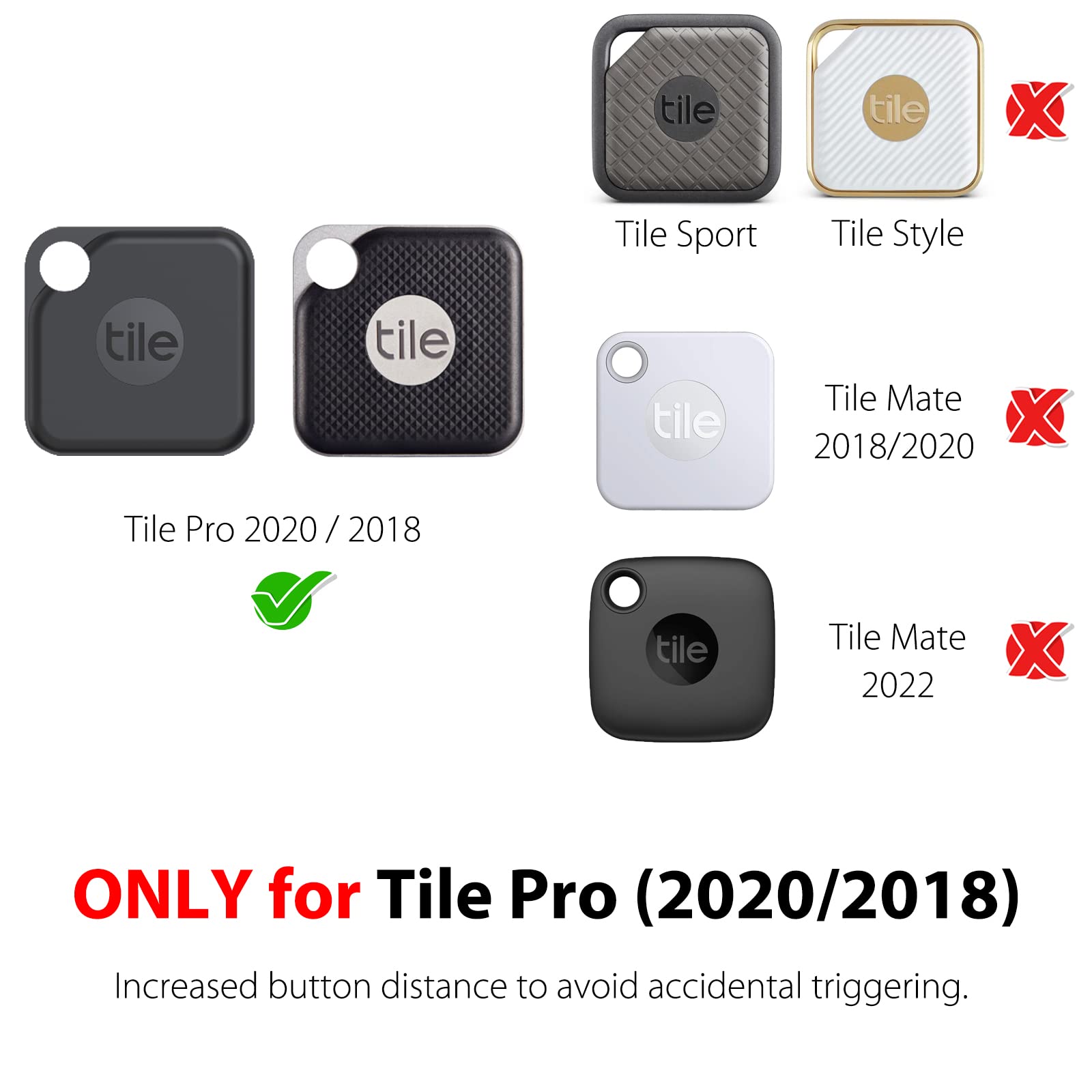Silicone Case For Tile Pro 2020 & 2018 With Keychains, 2 Pack Anti Scratch Protective Cover With Carabiner (Black/Red)