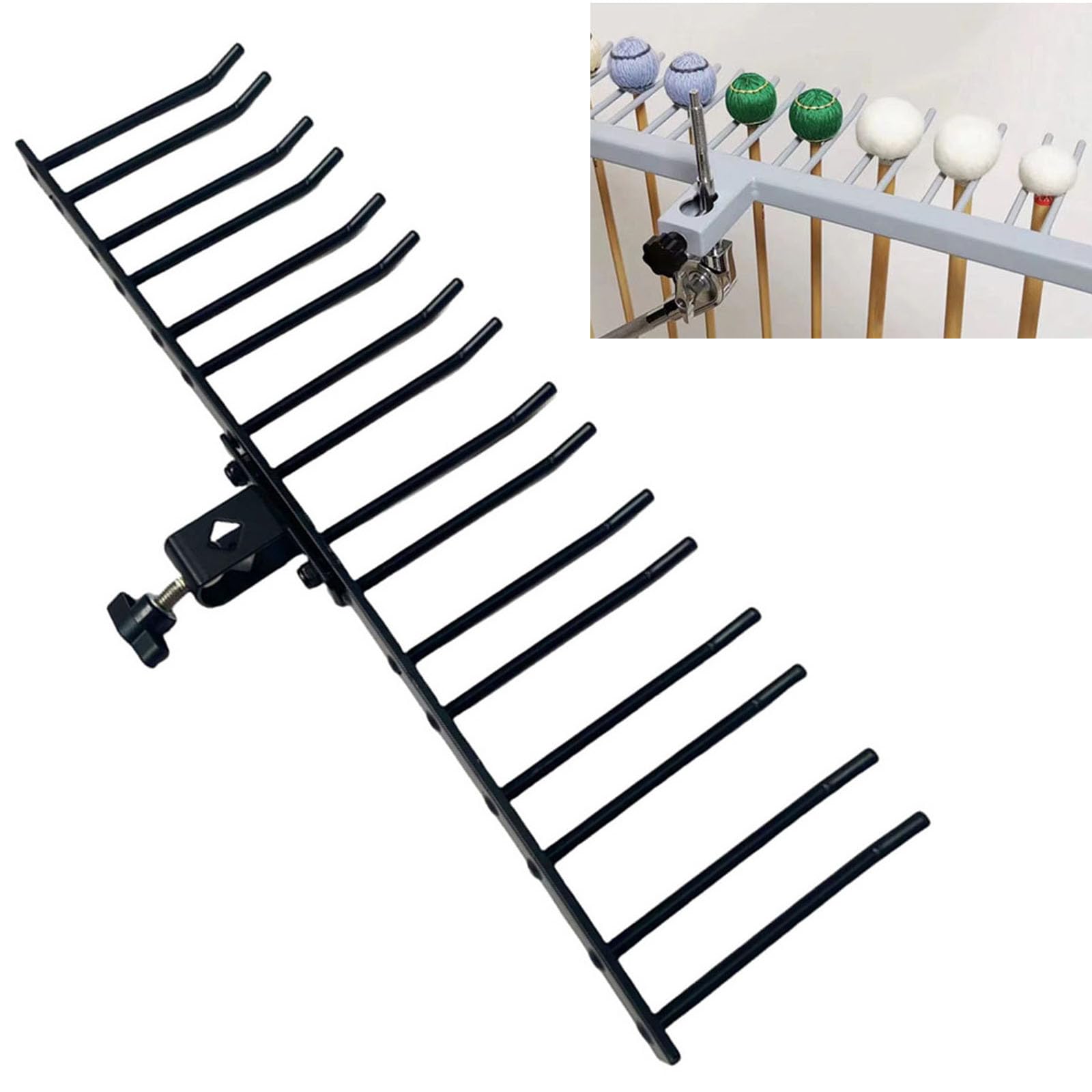 TUOREN Drum Mallets Mount Holder Mountable Multi Pair Marimba Timpani Mallets Organizer Hanging Rack for 3/8 to 7/16 Diamete