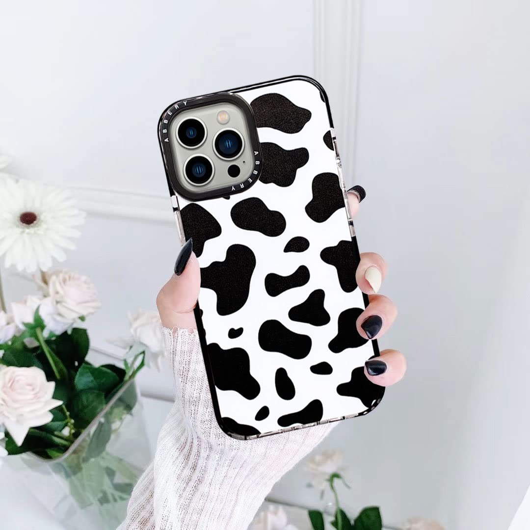 Abbery Designed For Iphone 13 Pro Max Case Cow Print, Clear With Design Cow Pattern Cute Silicone Tpu Sturdy Shockproof Protecti