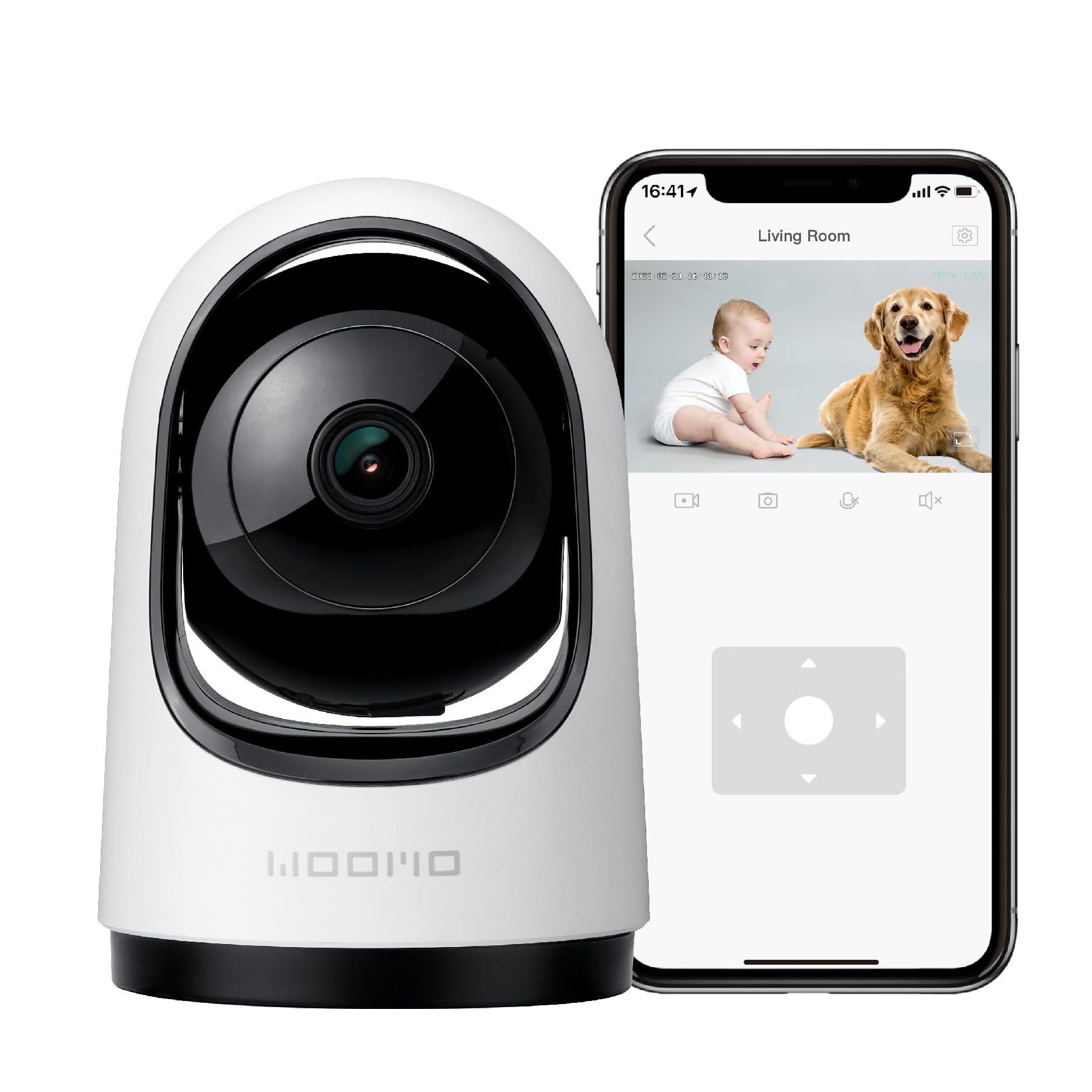 Woomo Indoor Security Camera,Pan/Tile Smart Pet Camera,Baby Monitor,Sound/Motion Detection,Night Vision,Us Cloud&Sd Card Storage