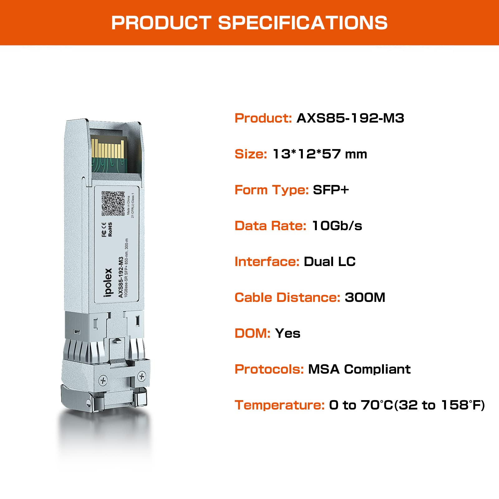 10Gbase Sr Sfp+ Transceiver, 10Gb 850Nm Multimode Lc Sfp Module For Unifi Uacc Om Mm 10G, Ubiquiti Uf Mm 10G, Mikrotik, Fortinet