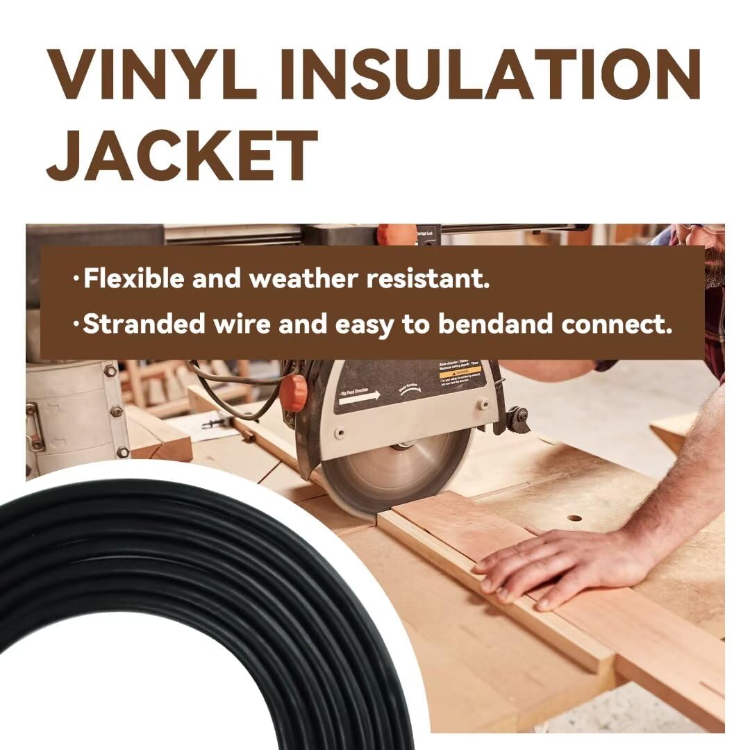 Fnxpow Indoor Extension Cord, 12 Gauge 3 Prong Weatherproof Heavy Duty Black Extension Cord With Lighted Indicator End, Sjtw 15A