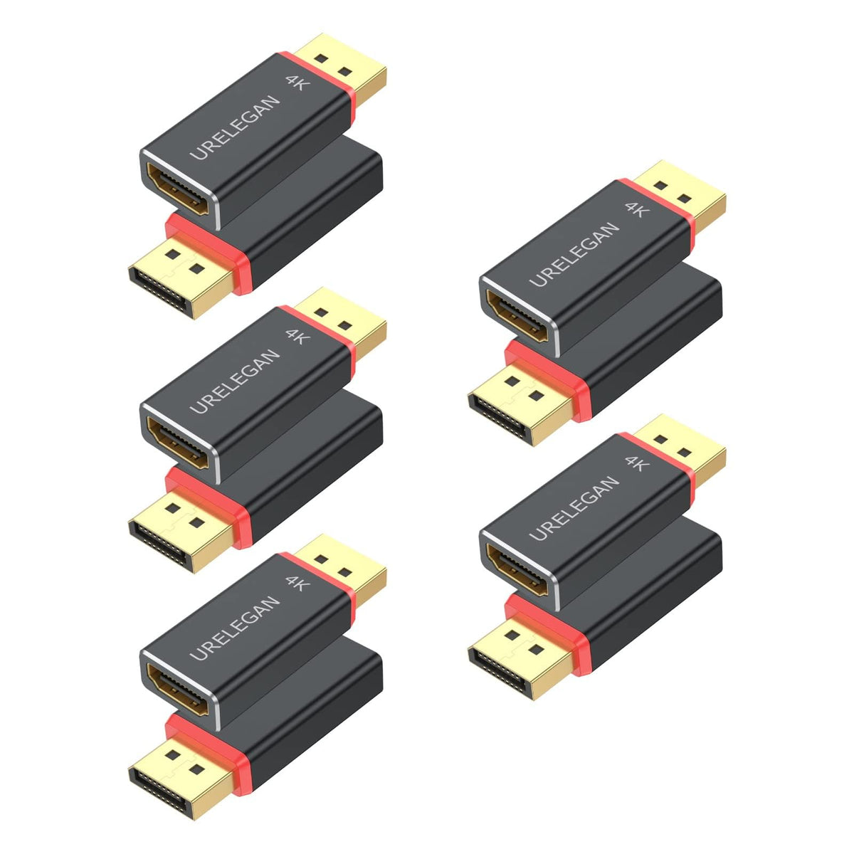 Urelegan Displayport To Hdmi Adapter 10 Pack (Not Usb), 4K Uhd Display Port (Dp) To Hdmi Converter Aluminum Shell Support Video