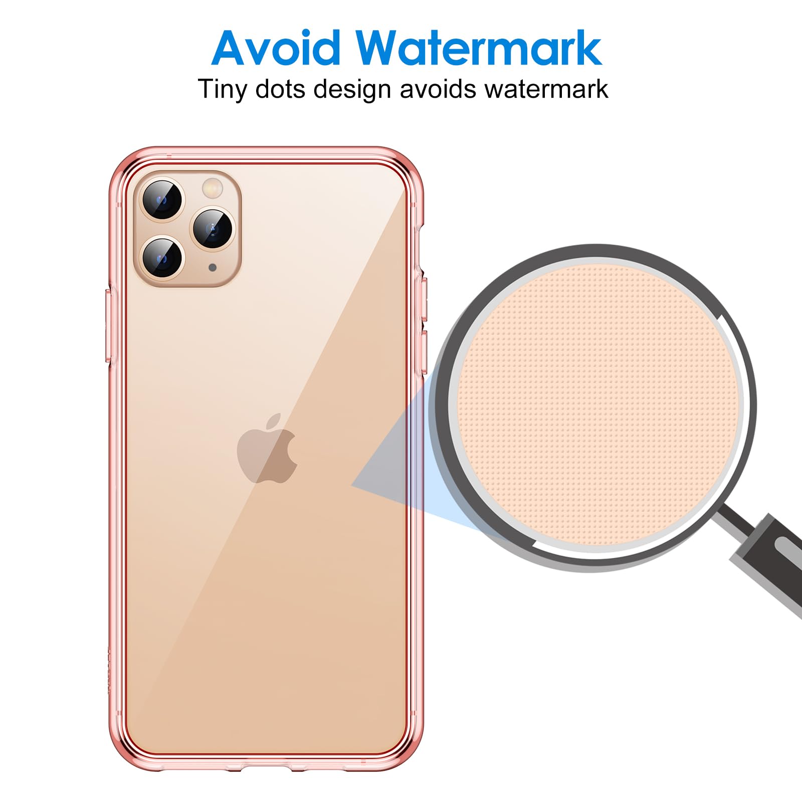 Jetech Case For Iphone 11 Pro Max 6.5 Inch, Non Yellowing Shockproof Phone Bumper Cover, Anti Scratch Clear Back (Rose Gold)
