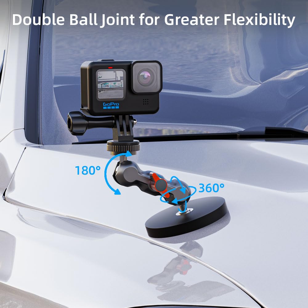 Skezn Magnetic Camera Mount With 2 Ball Joints, Compatible With Gopro Hero 13/12/11/10/9/8 Black, Dji Osmo Action 4/3, Campark, Akaso And More