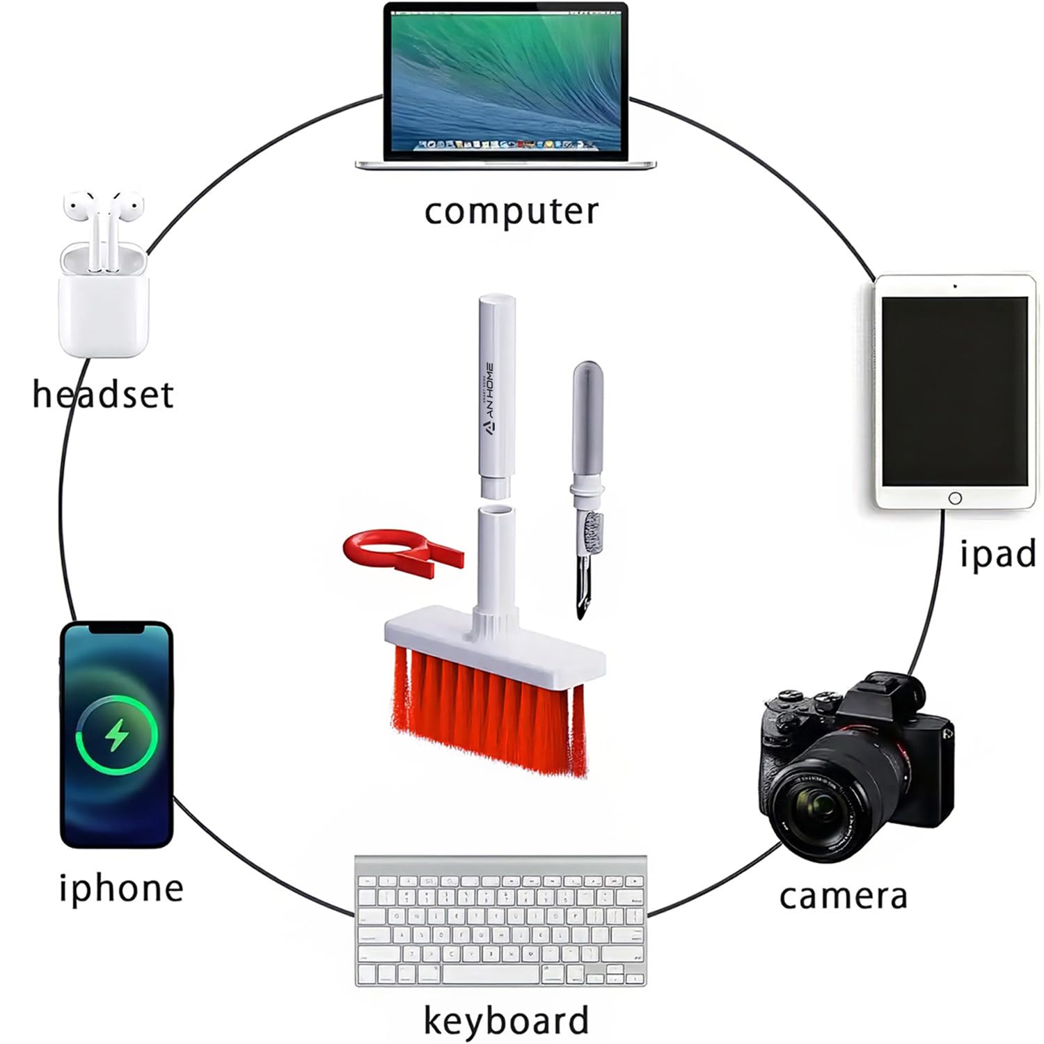 Keyboard Computer Cleaning Kit Brush With Keycaps For Keyboard Cleaner Laptop Pc, 5 In 1 Cleaners Multi Function Electronics Cle