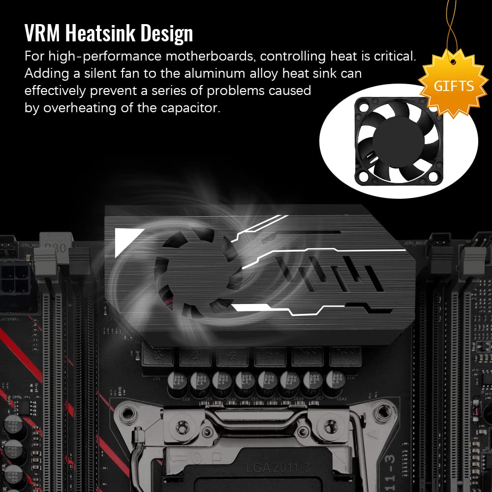 Machinist X99 Computer Motherboards, Lga 2011 V3 (Intel Core I7 5Th/6Th Gen) Atx Server Motherboard With Vrm Fan (Pcie 3.0, Dual