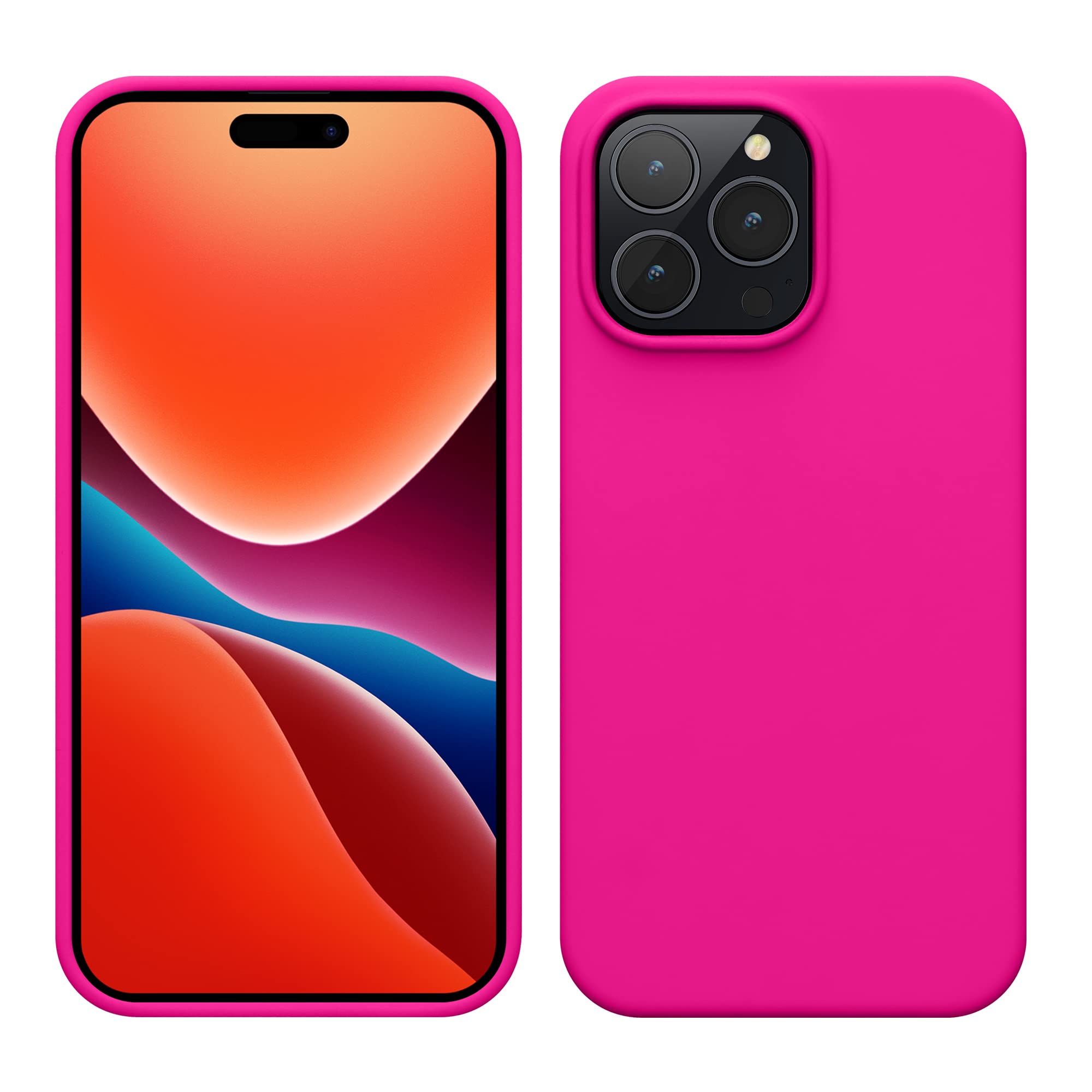Kwmobile Case For Iphone 14 Pro Max Case   Slim Soft Tpu Silicone Cover   Works With Wireless Charging   Neon Pink
