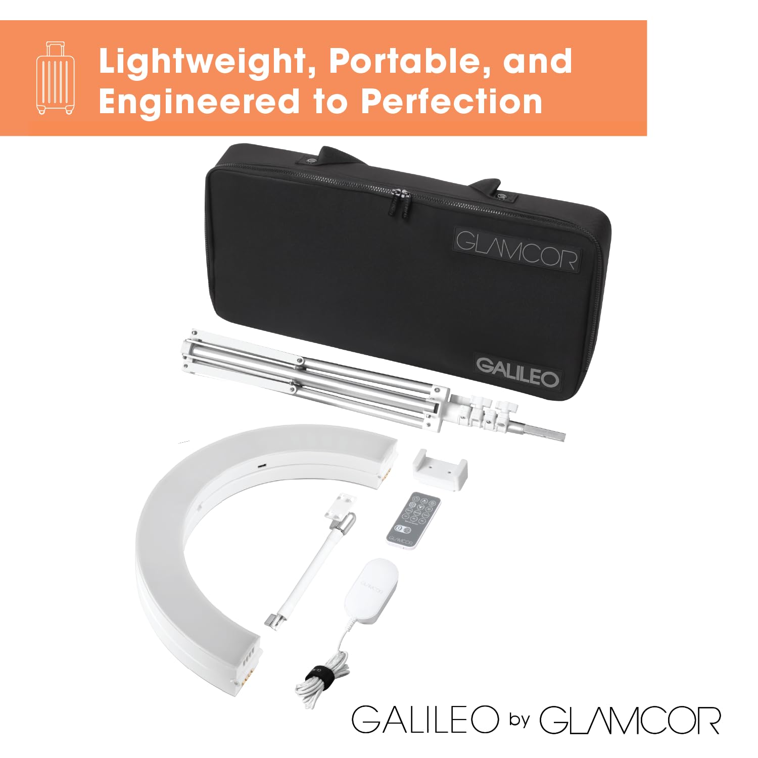 Glamcor Galileo Portable Ring Light Kit | 18'' Foldable Led Ring Light With 2,700K   5,600K Color Temperature Range, Remote With