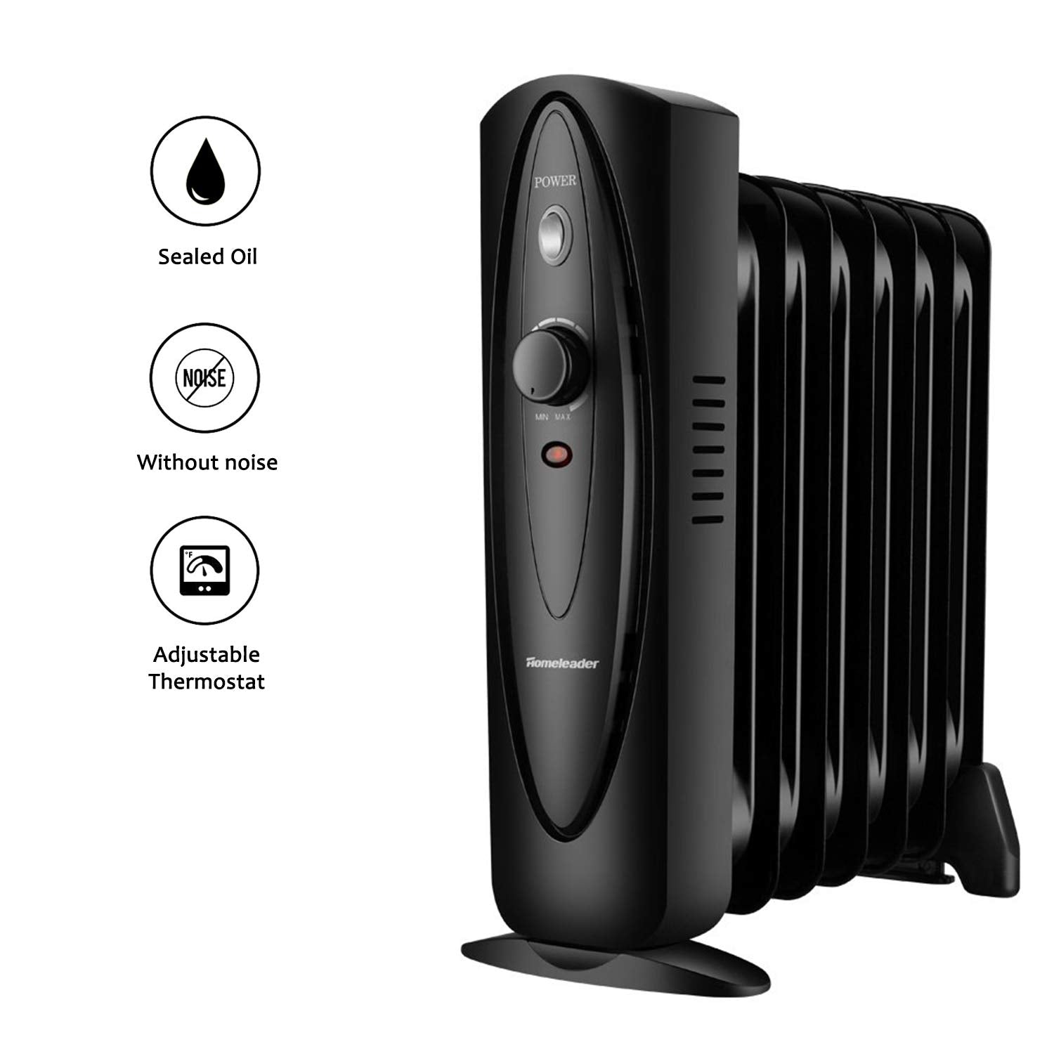 Homeleader Mini Oil Filled Heater, Portable Space Radiant Heater With Adjustable Thermostat, Electric Personal Heater With Overh