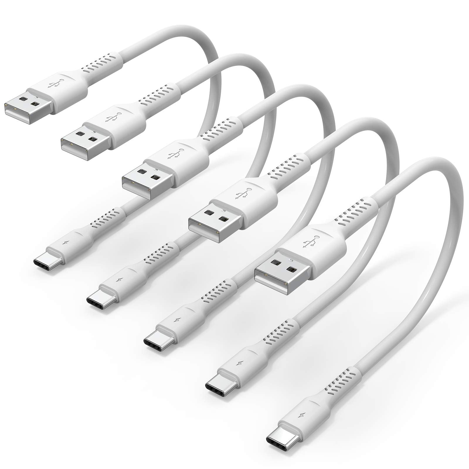Umefly 1Ft 5 Pack Durable Usb A To Usb Type C 3A Fast Charging Cord, Compatible With Samsung Galaxy S20/S10/S9/S8 Note 20/10/9/8, Moto Z/Z2, Lg G5/G6/V20/V30/V40 And New Usb C Devices