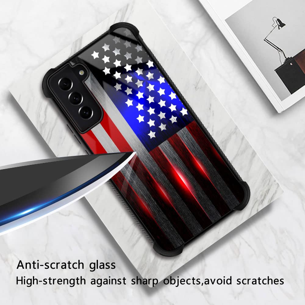 ZHEGAILIAN Samsung Galaxy S21 Ultra Cut Flag Phone Case TPU Organic Glass 4 Cut American Flag