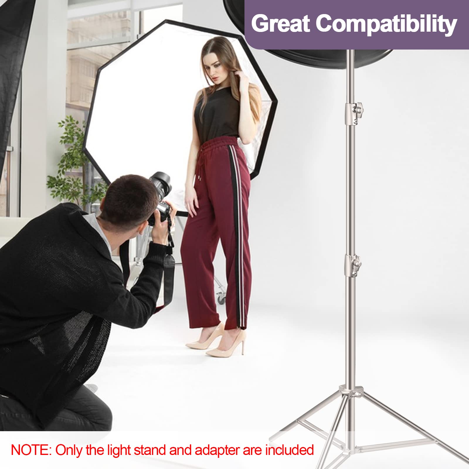 Emart 9.2Ft/2.8M Stainless Steel Light Stand, Spring Cushioned Heavy Duty Photography Tripod Stand With 1/4'' To 3/8'' Universal