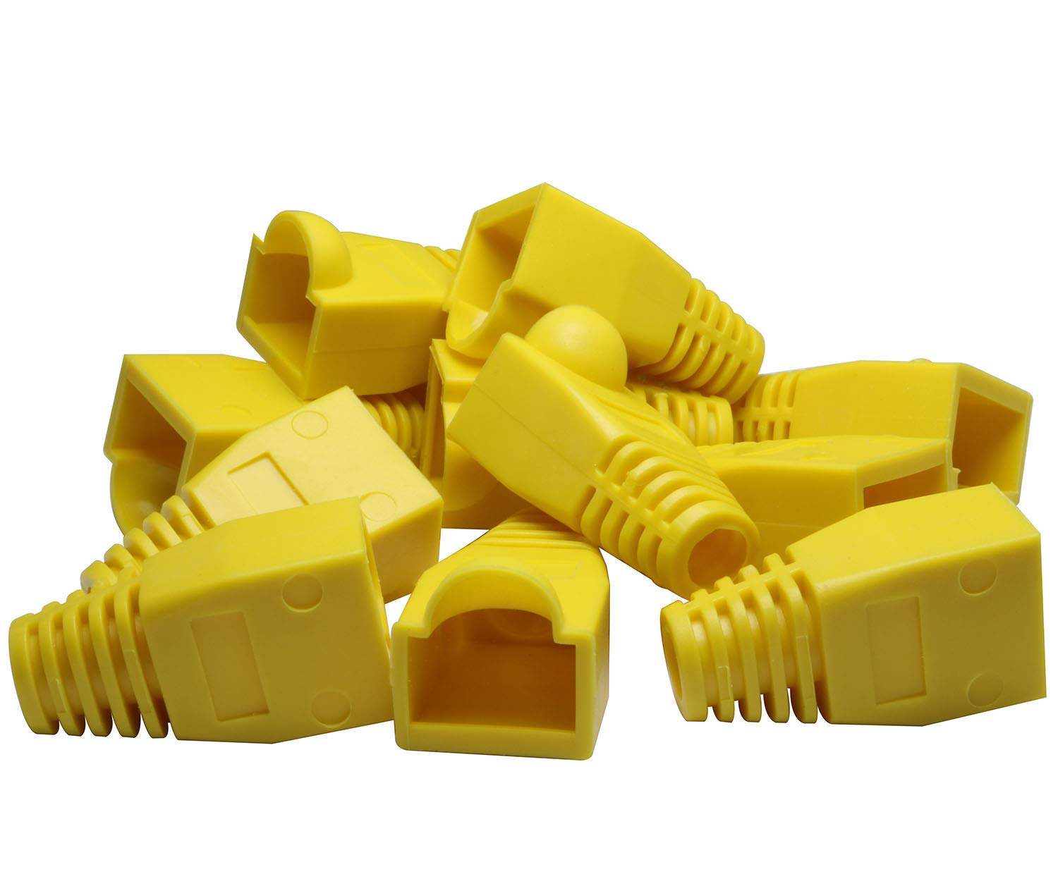 Ruiling 100Pcs Yellow Cat5E Cat6 Rj45 Ethernet Network Cable Strain Relief Boots Cable Connector Plug Cover