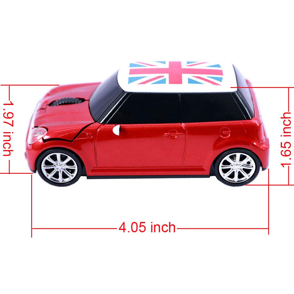 Kamouse Wireless Car Mouse - Cute Mini Cooper-Red USB Optical Gaming Mouse, Model Kam-007, Plastic Material for PC/Notebook