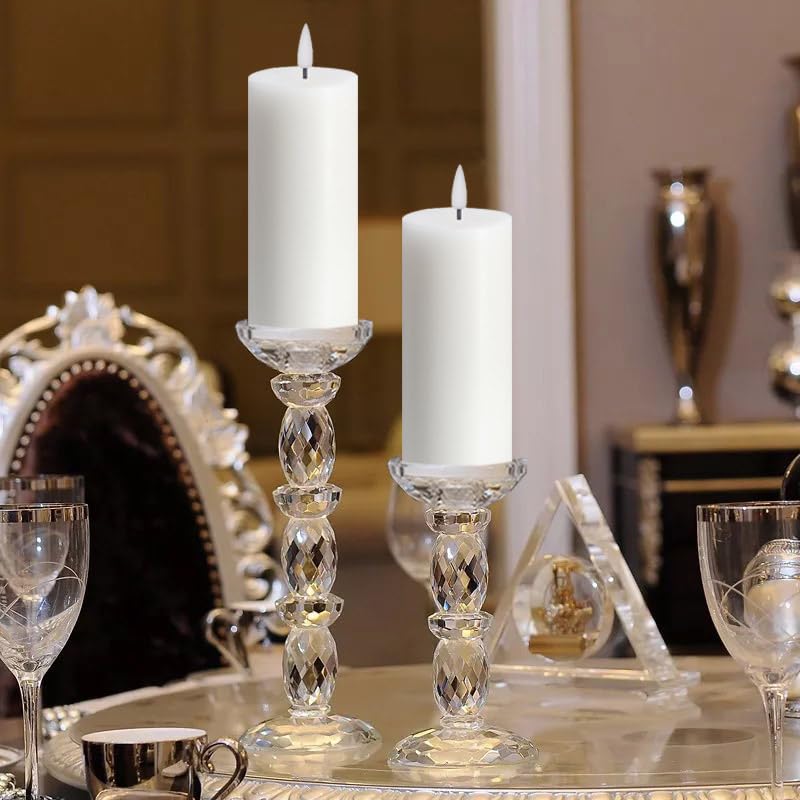 Volnyus White Flameless Candles Set Of 2 (2.2X5 Inch) Flickering Led Wax Candles Battery Operated With Remote Control Timers For