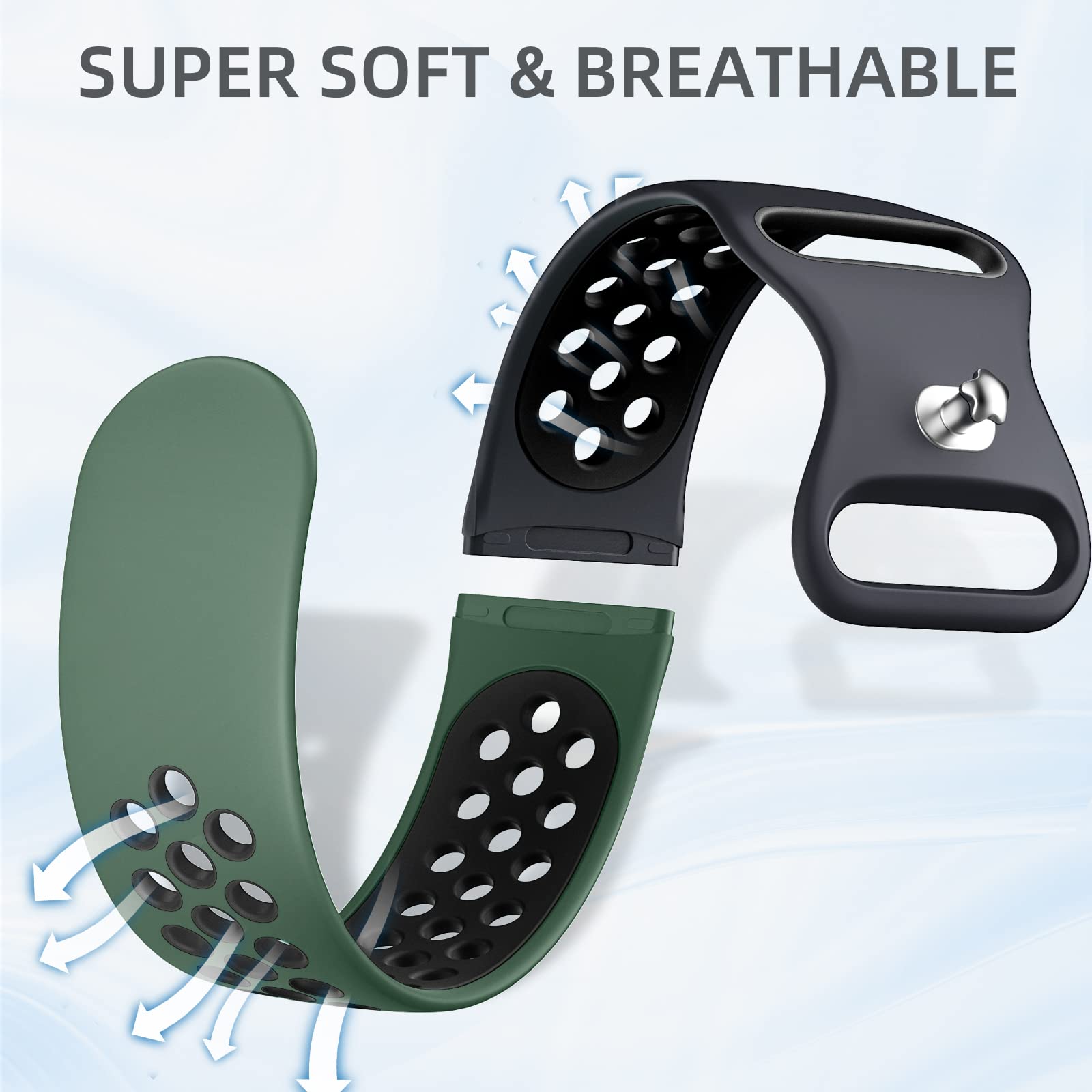 Maledan Stylish Sport Band Compatible For Fitbit Versa 3/4/ Sense/Sense 2 Bands Women Men, Soft Silicone Strap Wristband Replace