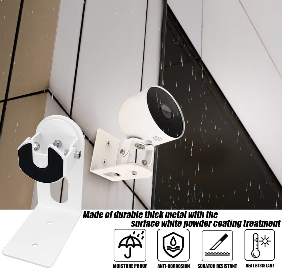 Metal Wall Mount Holder Compatible With Google Nest Cam Battery Indoor/Outdoor,360 View Anti Drop Outdoor Wall Bracket Mounting