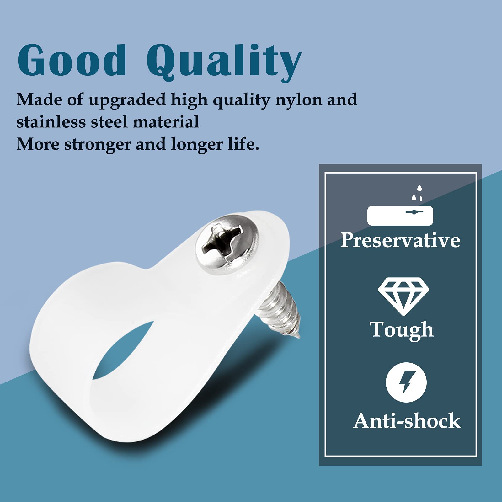 Rierdge 100 Pcs 1/2 Inch R Type Clip Clamp, Nylon P Type Mounting Clips, Cable Clip Wire Clamp For Wire Management, Stainless St