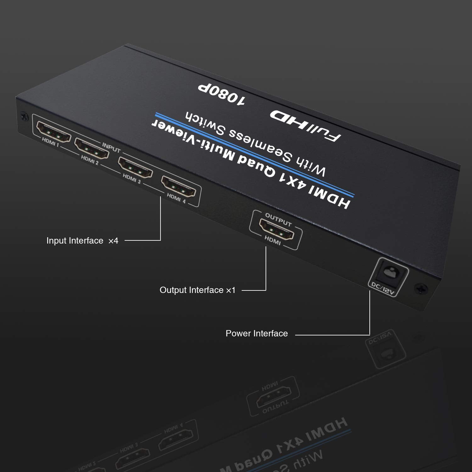 Hdmi Multi Switcher 4X1, Nierbo Hdmi Quad Multi Viewer 4 In 1 Out Hdmi Switcher 1080P Hdmi Seamless Ir Control 3D Support 5 Mode