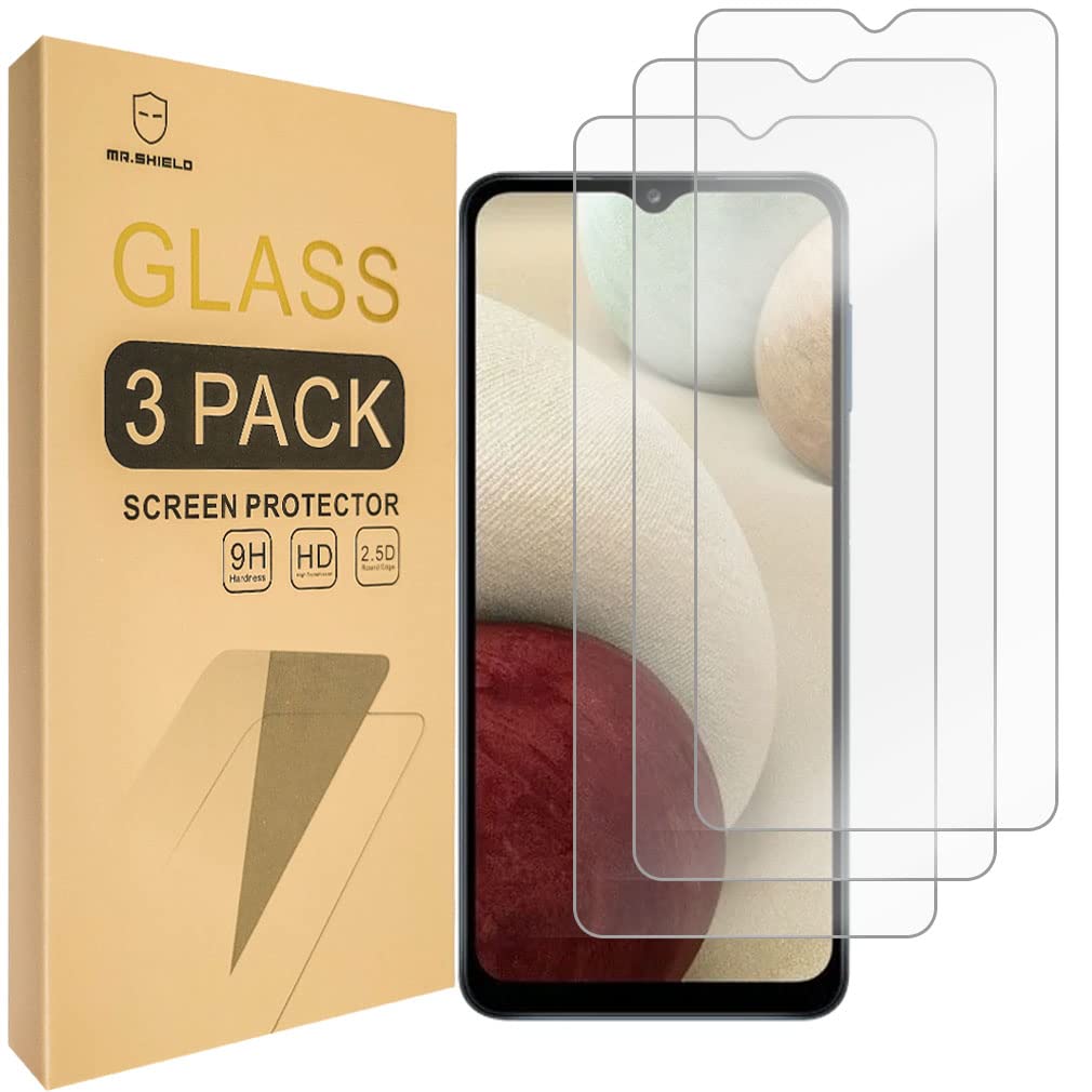 Mr.Shield [3 Pack] Designed For Samsung Galaxy A12 [Tempered Glass] [Japan Glass With 9H Hardness] Screen Protector With Lifetim