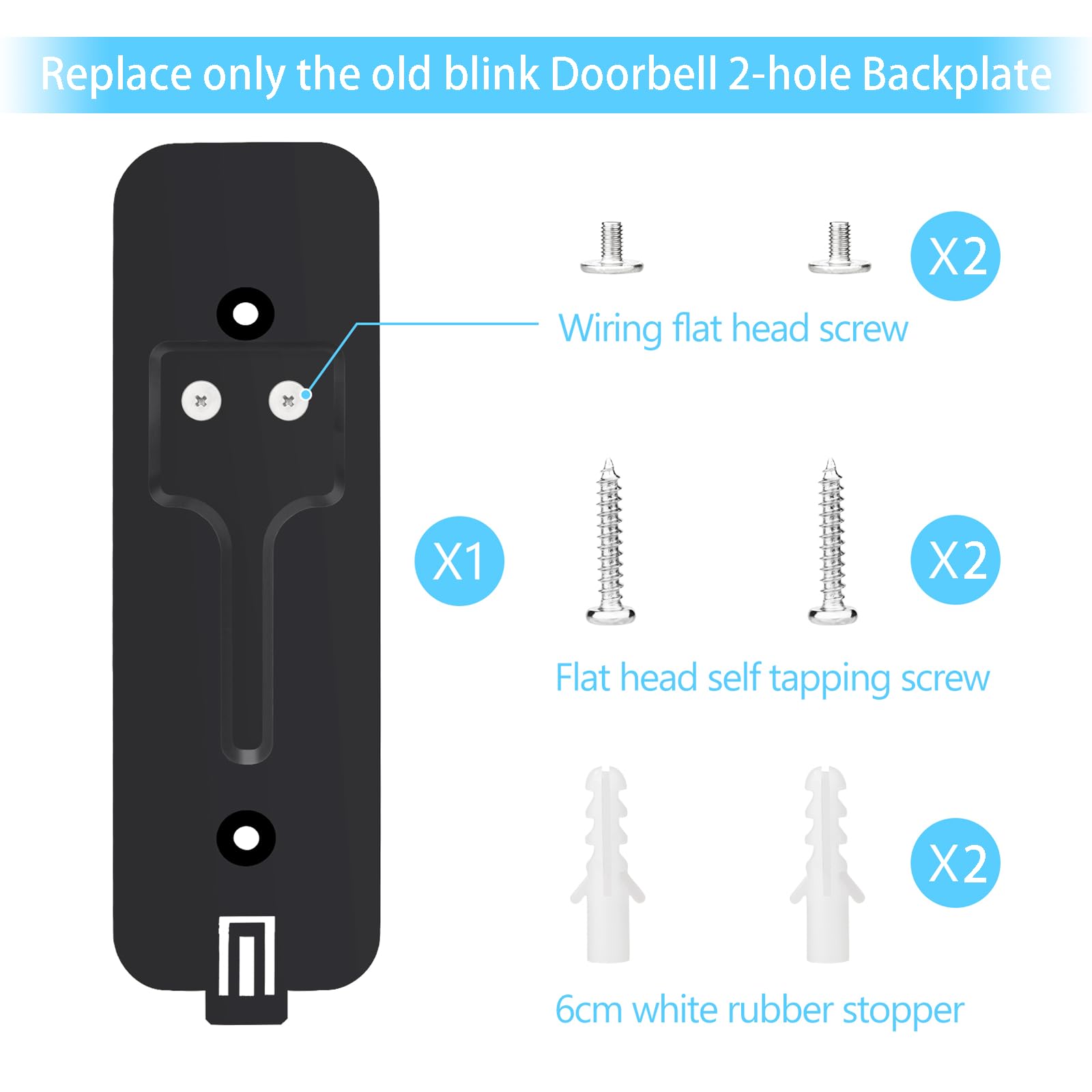 For Blink Doorbell Backplate Replacement, Compatible With Blink Video Doorbell, Include Mount Accessory (Black 1 Pack)