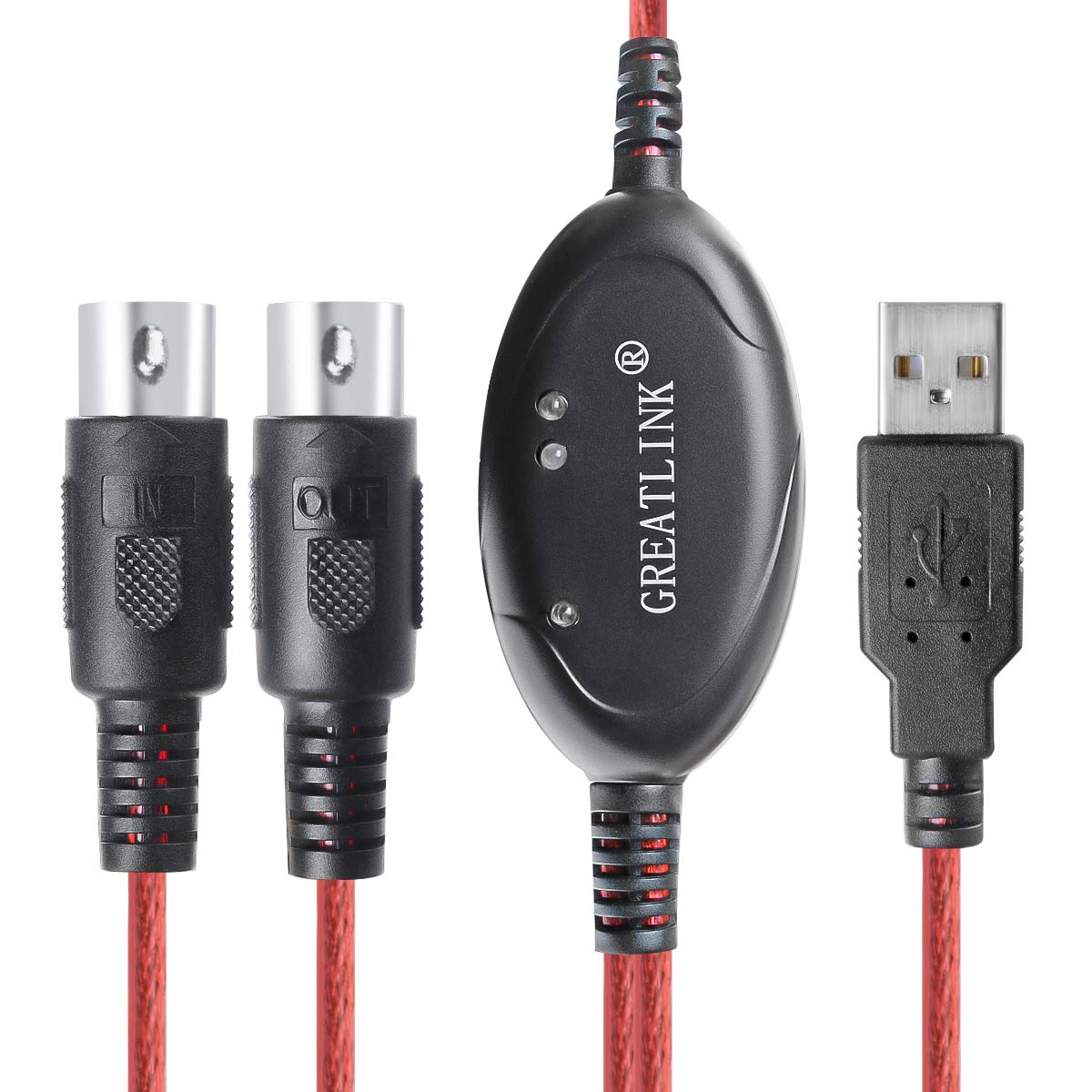 Greatlink Usb In Out Midi Interface Professional Piano Keyboard To Pc/Laptop/Mac Converter/Adapter Midi Cable For Home Music Stu