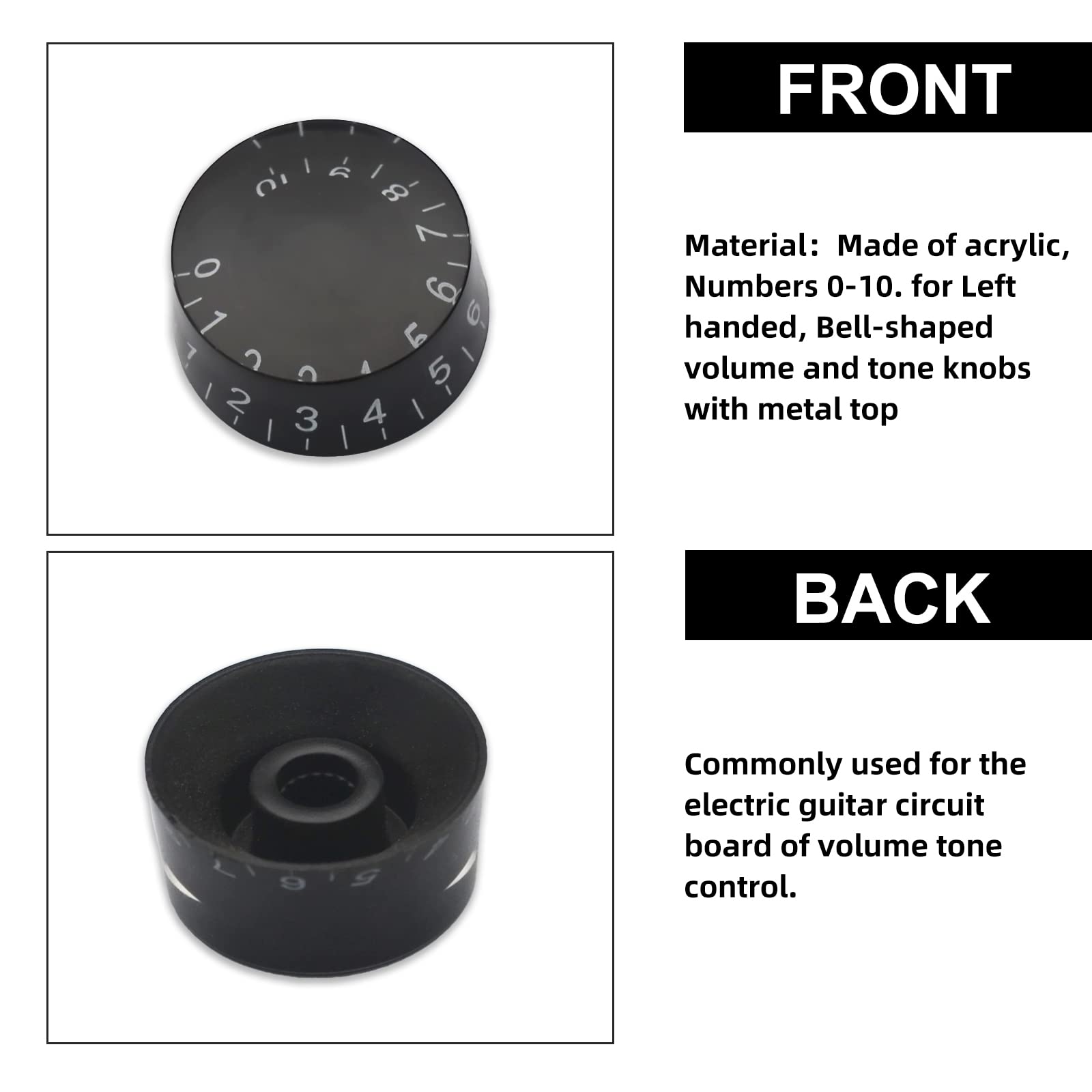 Saphue 4Pcs Speed Control Knobs For Electric Guitar Guitar Pots Tone Volume Knobs Buttons (Black)