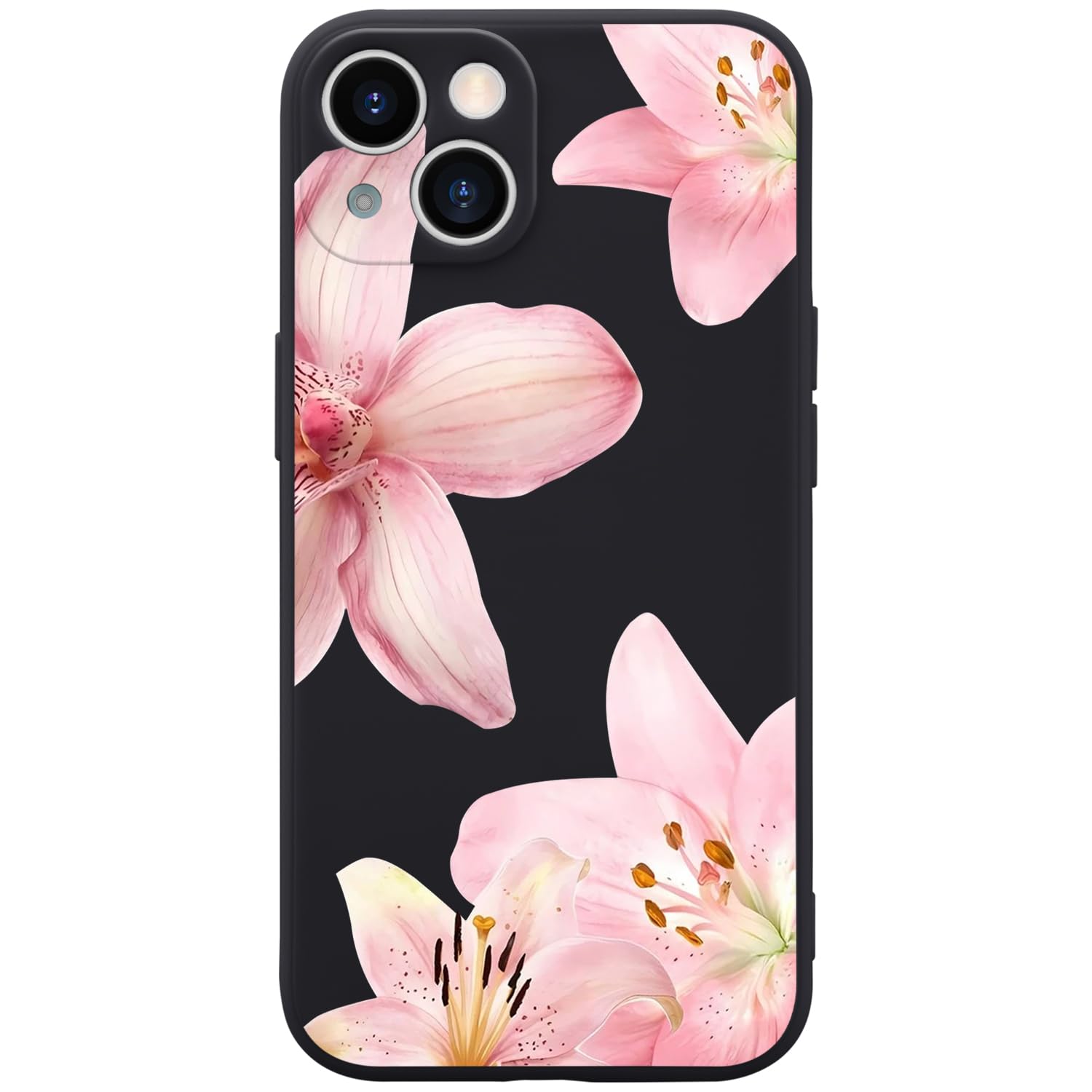 Wihytec Pink Lily Flower Phone Case Cover for iPhone 13 Tiger Lily Flowers Case Cover Liquid Silicone Soft Gel Rubber Matt Phone