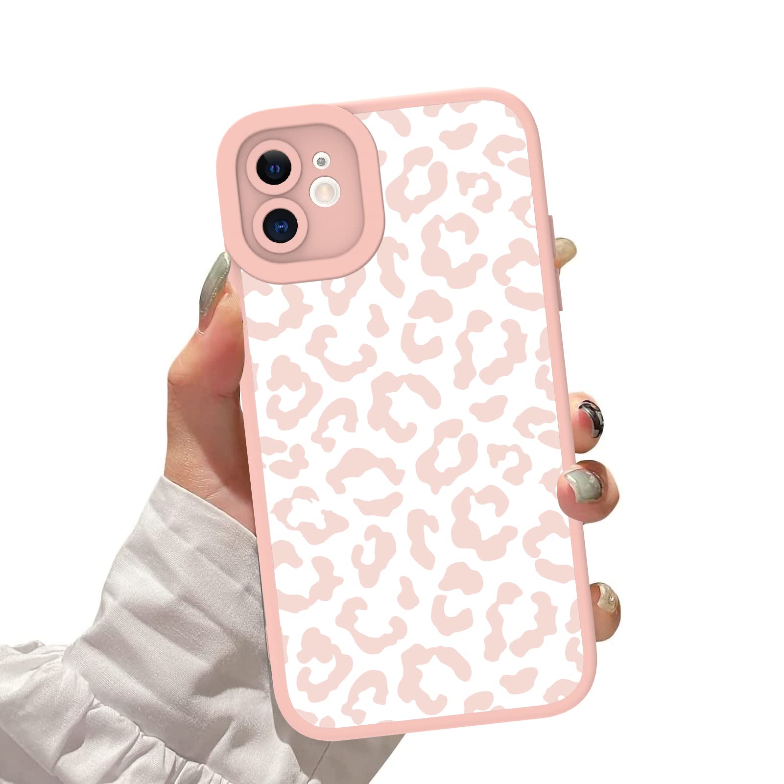 Ziye For Iphone 12 Case Pink Leopard Pattern Phone Case With Camera Protection,Tpu Silicone Rubber Protective Cover Cheetah Desi