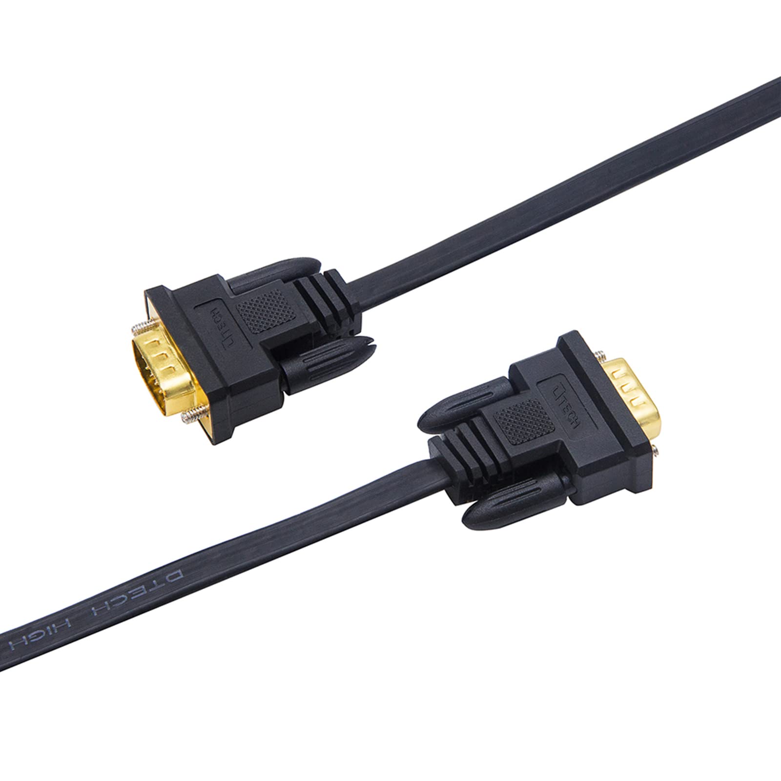 Dtech Vga To Vga Cable 50Ft Long Thin Flat 15 Pin Computer Monitor Cord Male To Male Svga Wire (50 Feet, Black)