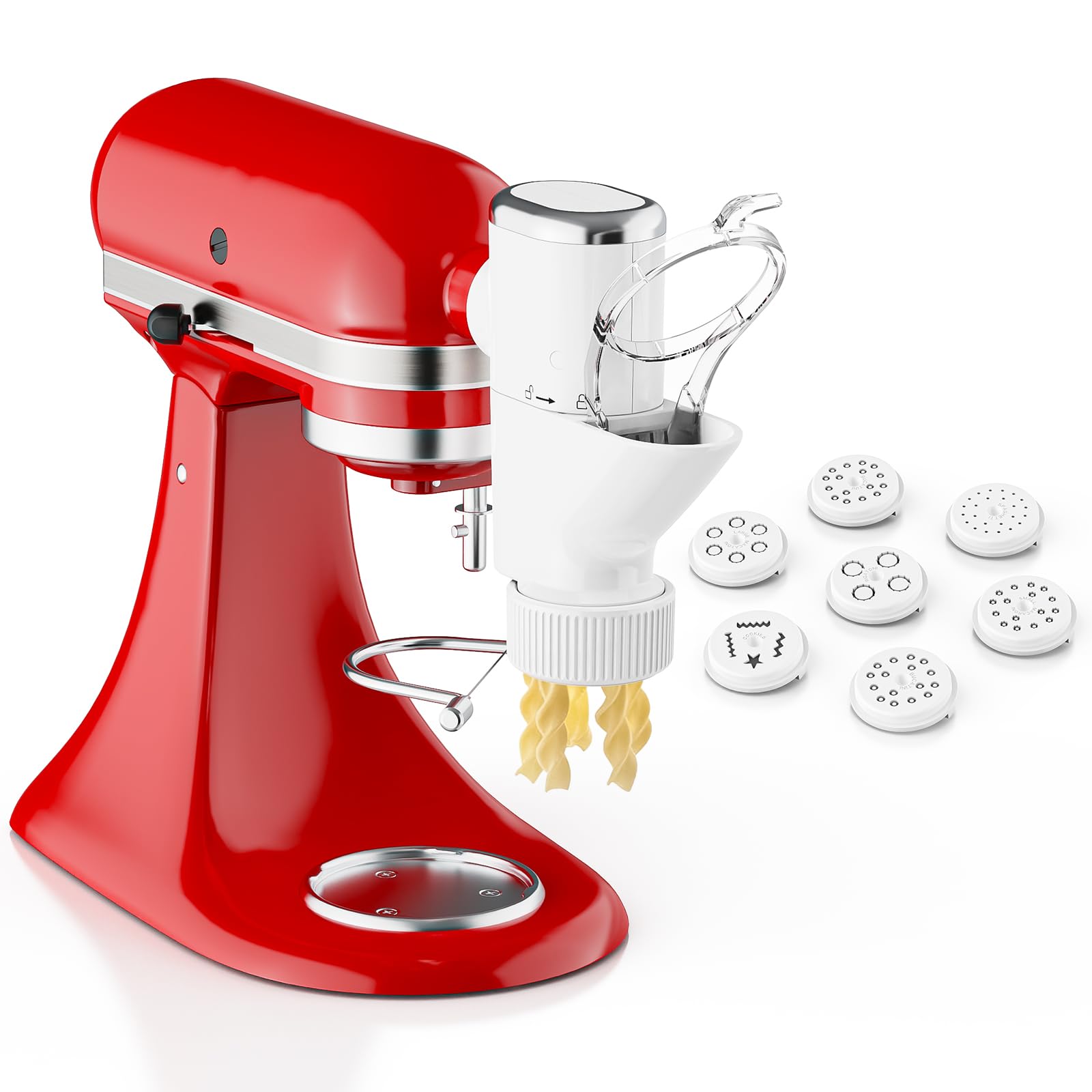 Cofun Gourmet Pasta Press Attachment for KitchenAid Stand Mixer, Pasta Maker with 7 Interchangeable Plates to Make 7 Pasta Shape