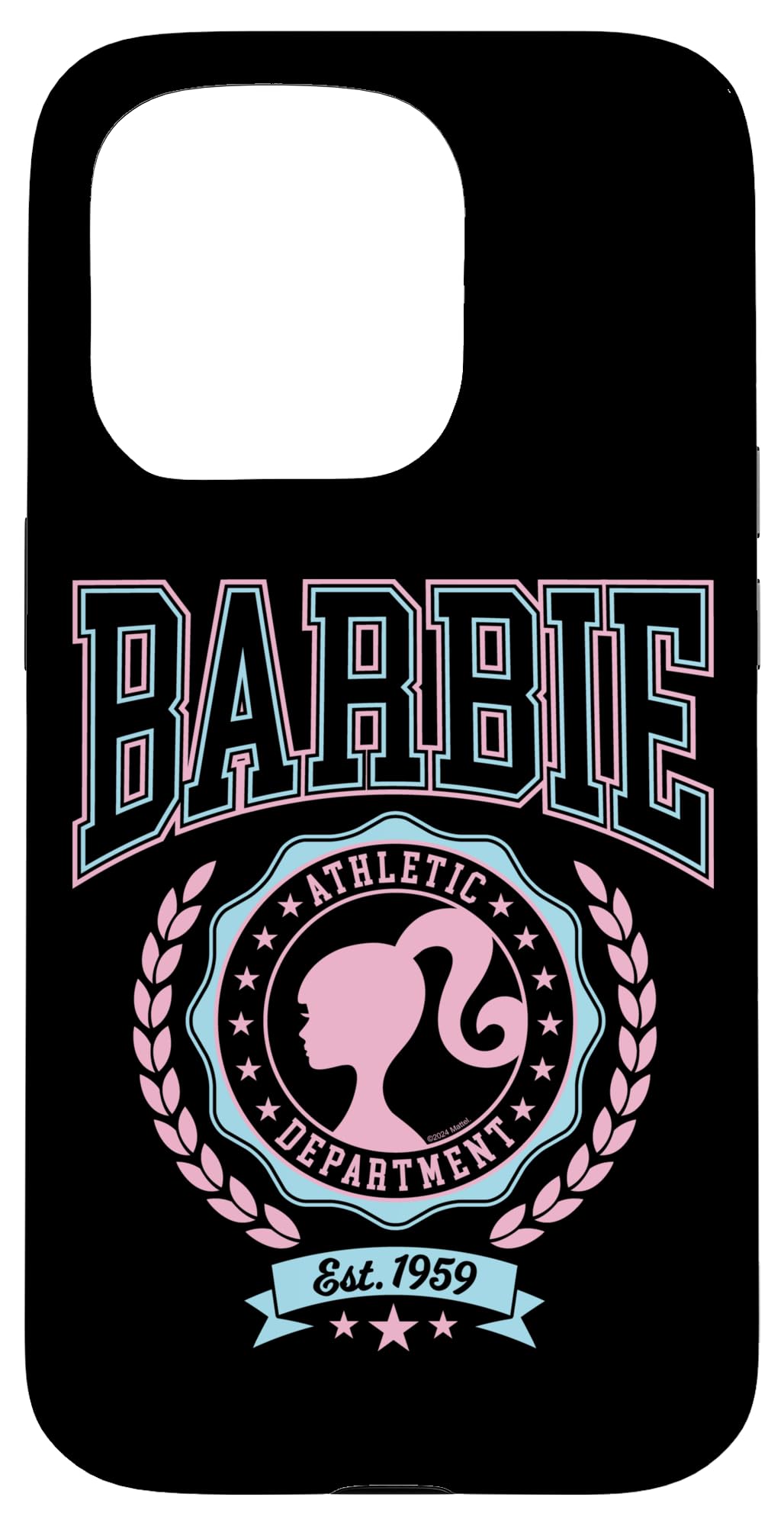 Iphone 15 Pro Barbie   Varsity Athletic Department Silhouette Logo Case