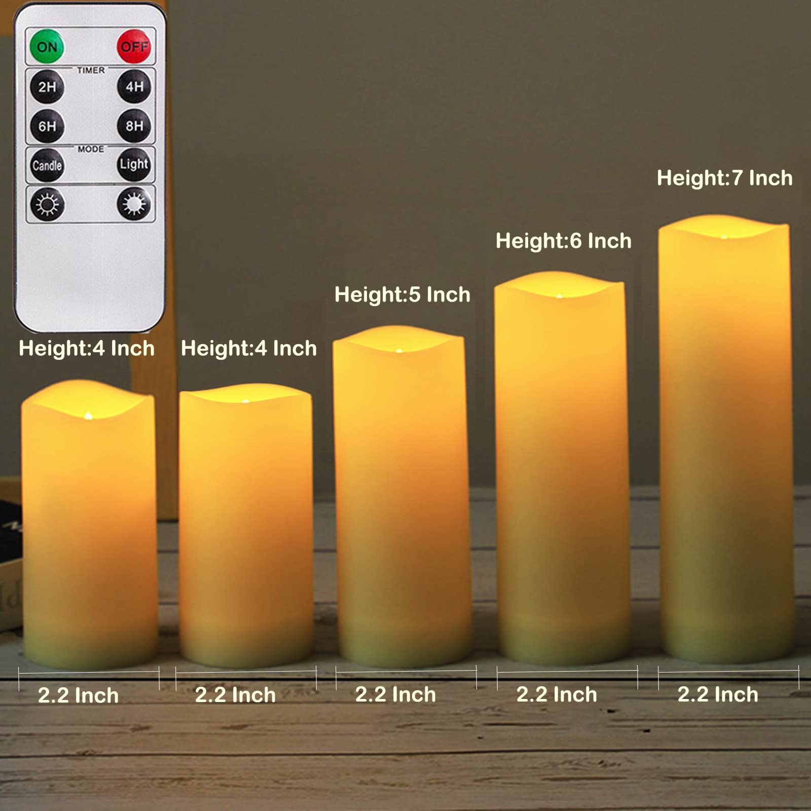 Sweetime Outdoor Waterproof Flameless Candles With Timer Controller   Led Flickering Pillar Plastic Weatherproof Candles,Slim El