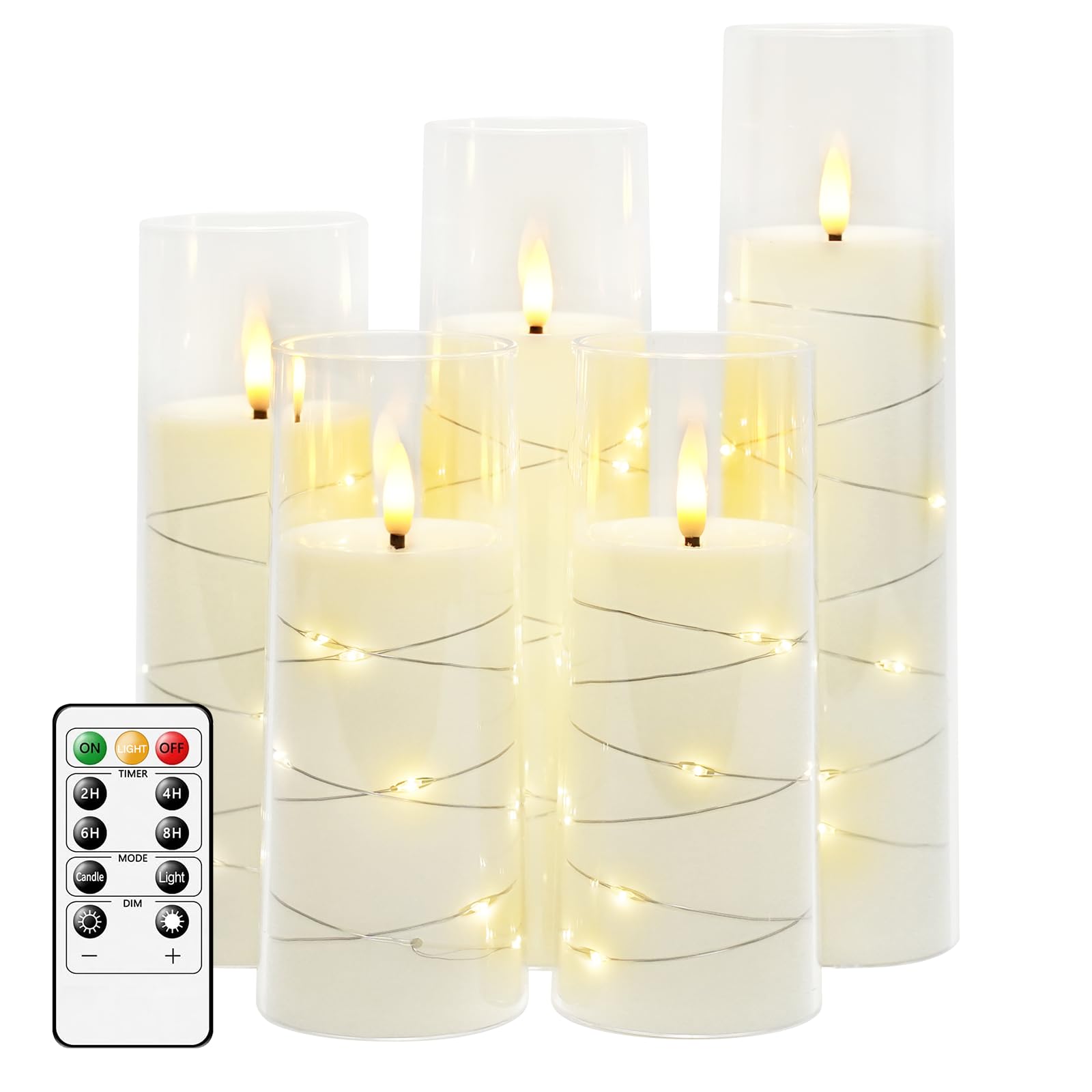 Kakoya Flameless Led Candles With Timer 5 Pc Flickering Flameless Candles For Romantic Ambiance And Home Decoration Stable Acryl