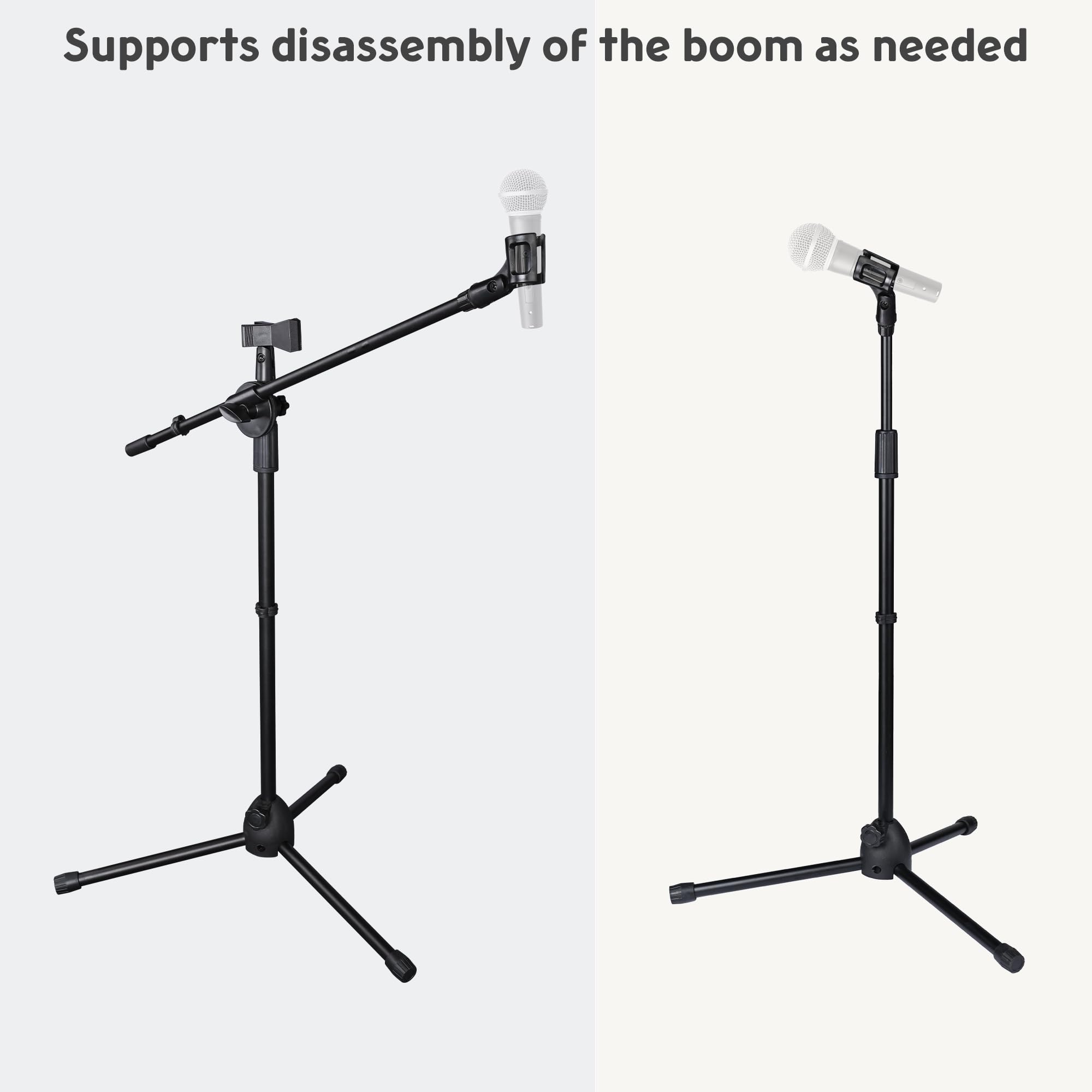Aw 2 Pack Microphone Boom Arm Stand Adjustable Tripod W/Phone Holder Dual Mic Clip