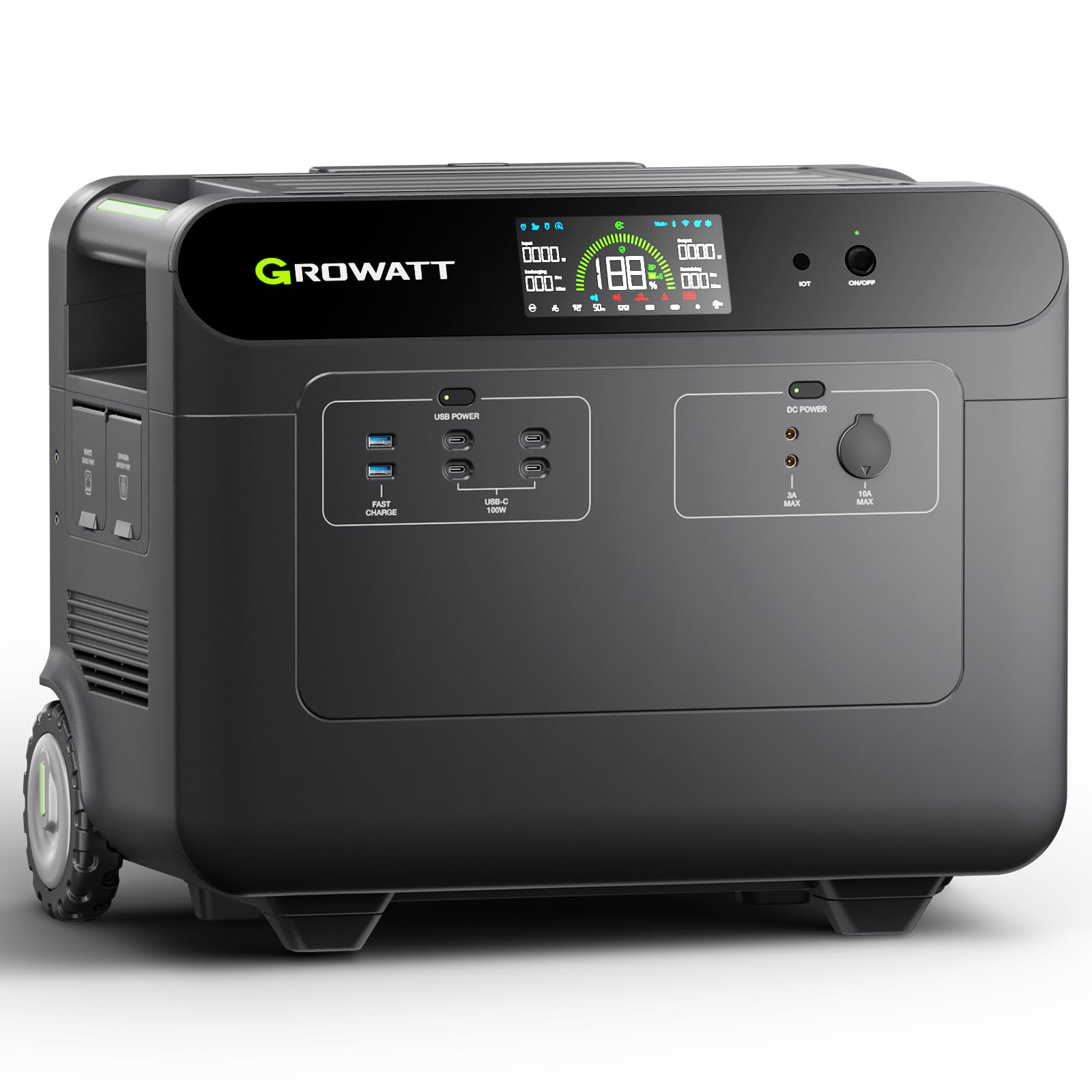 GROWATT 3686Wh Extra Battery for HELIOS 3600 Portable Power Station, LiFePo4 Expansion Battery, 9 DC Outlets for Cell Phone, PC,