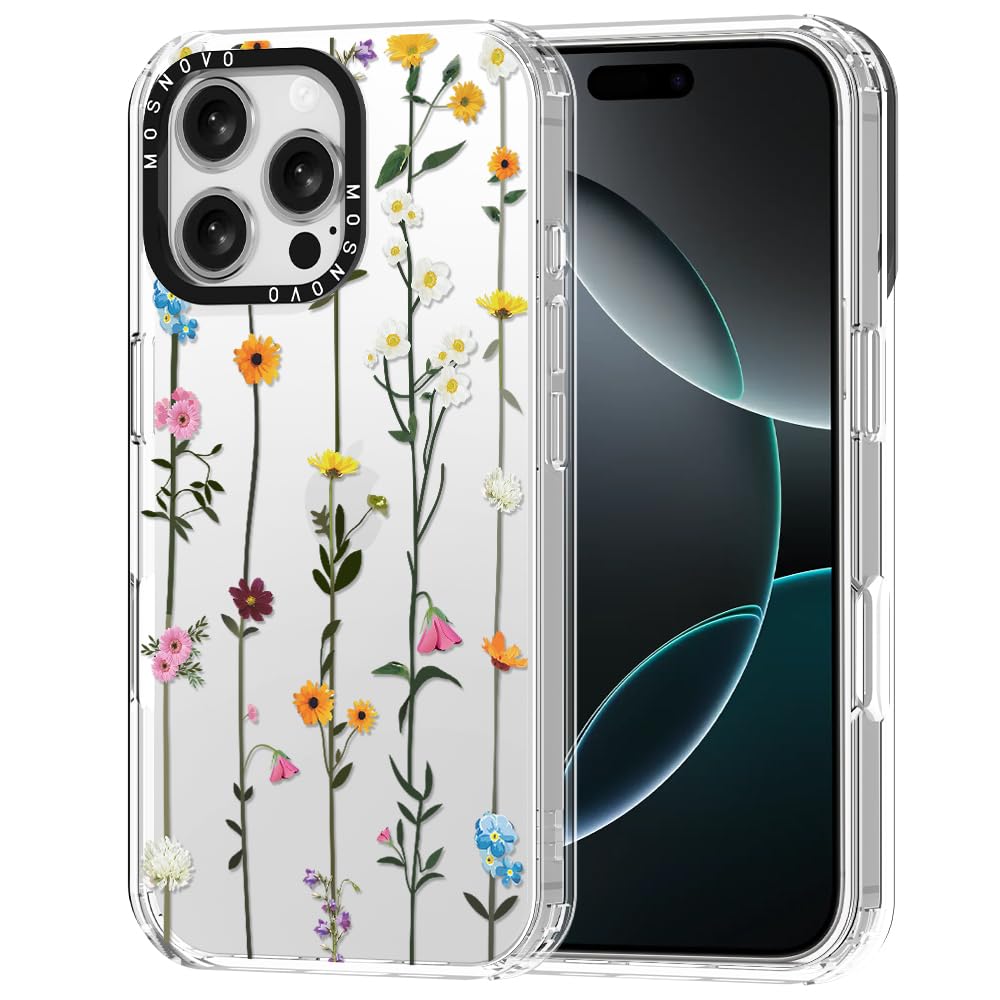 MOSNOVO Case for iPhone 16 Pro Max, [Buffertech 6.6ft Military-Grade Drop Protection] [Anti Peel Off Tech] Clear TPU Bumper Phon