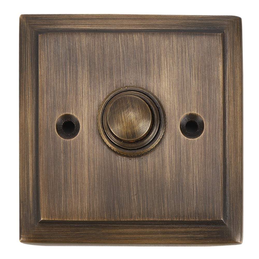Wired Brass Vintage Decorative Square Door Bell Chime Push Button In Antique Brass Finish With Easy Installation, A29 Height 2 ?