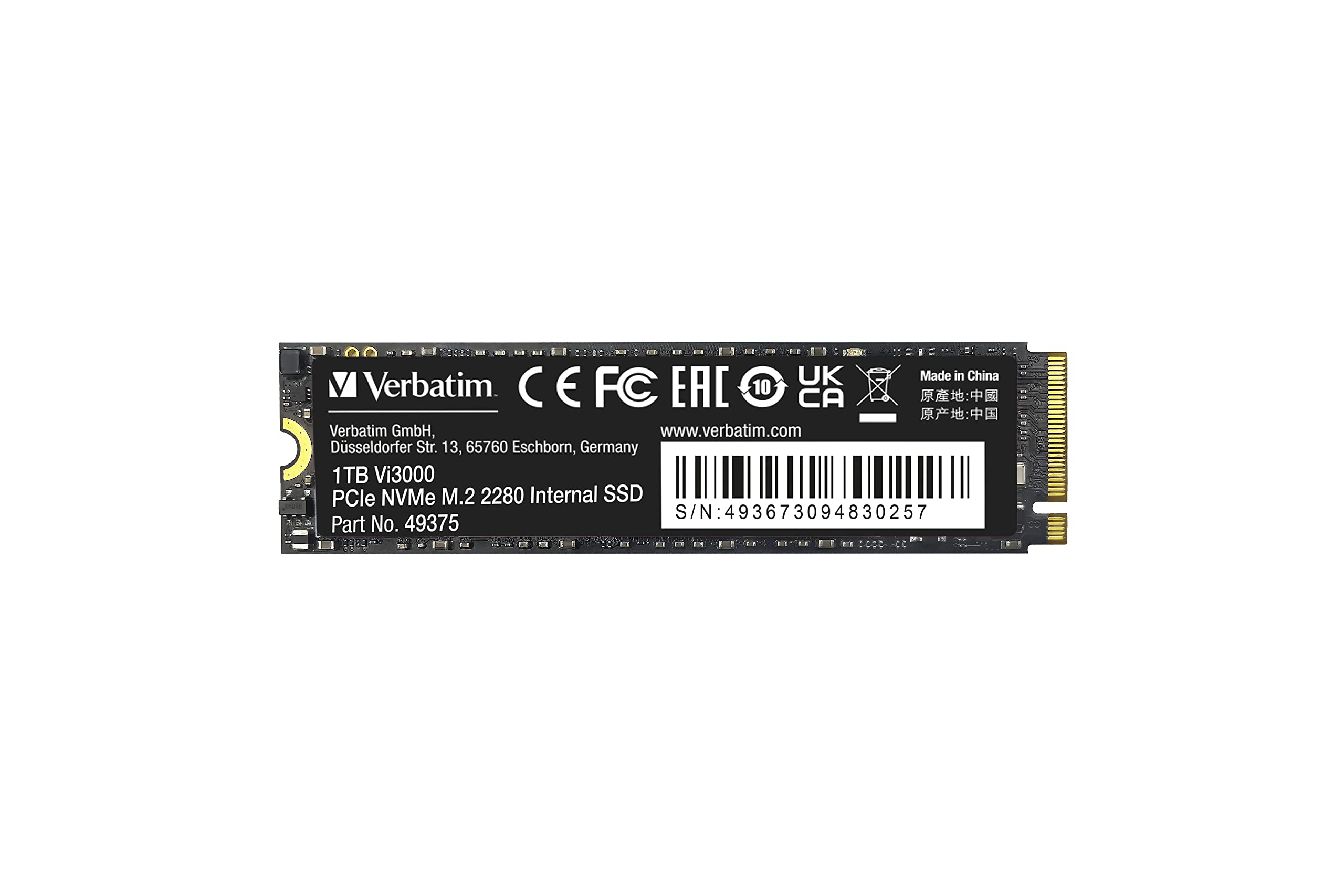 Verbatim 1Tb Ssd Vi3000 Internal Solid State Hard Drive Pcie Nvme M.2 2280