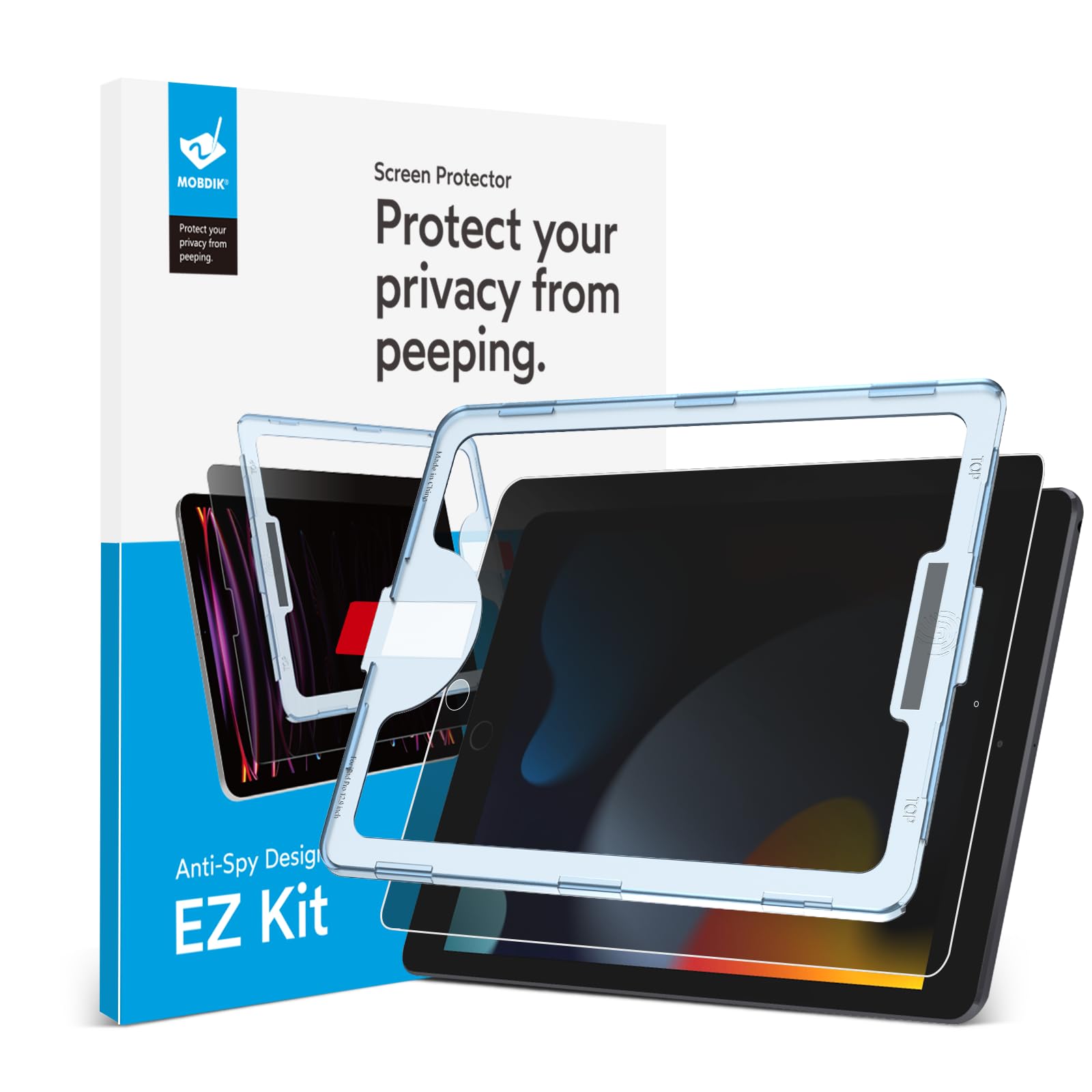 Mobdik Privacy Screen Protector Compatible With Ipad 9Th / 8Th / 7Th Generation 10.2 Inch (2021/2020 / 2019) [Anti Spy] [9H Temp
