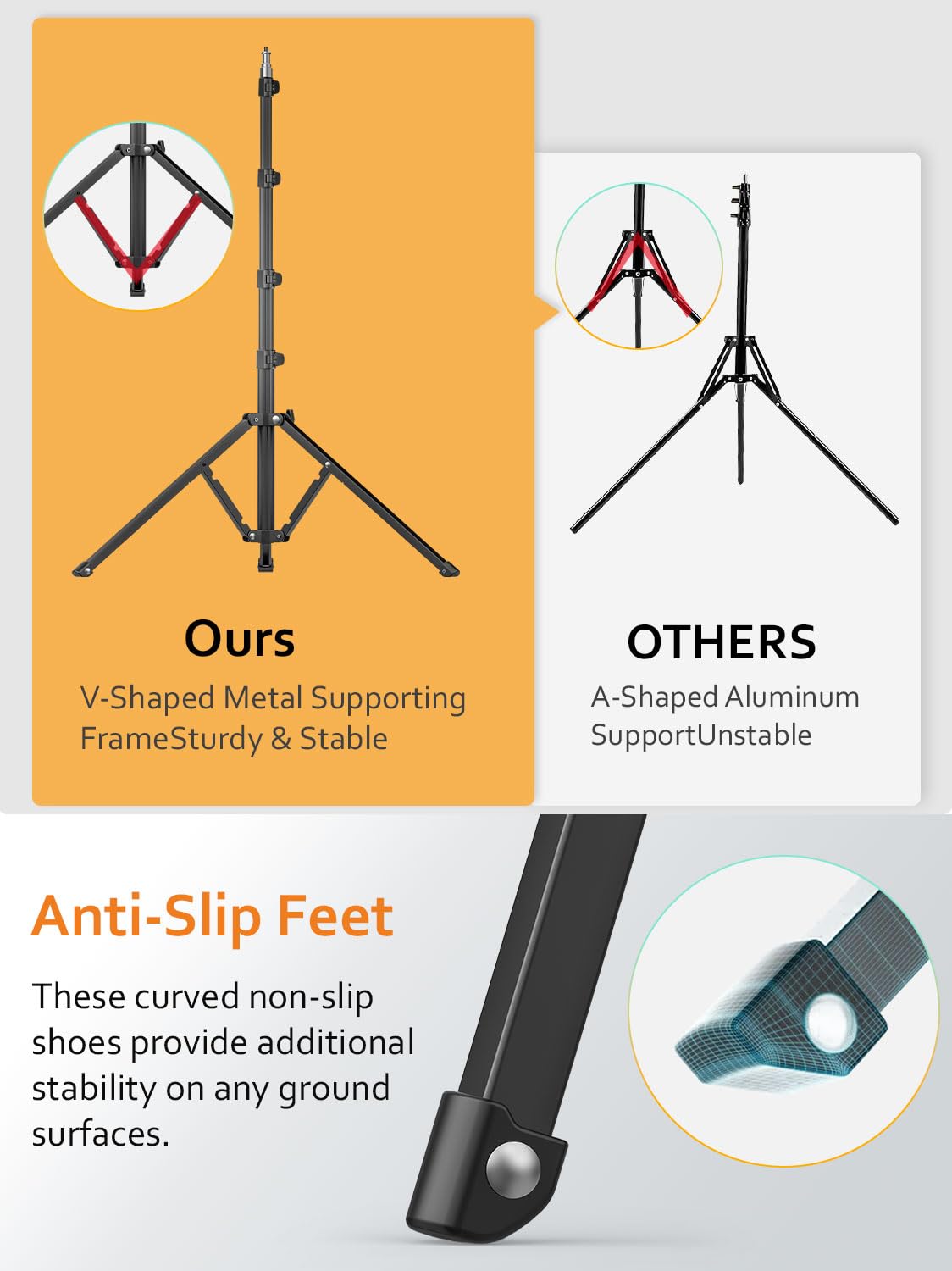 Aochuan 1.7M Complete Camera Tripod For Smartphones Camera Gimbal Stabilizers W/ 0.44M ~1.7M Aluminum Alloy Lighting Stand(T20)