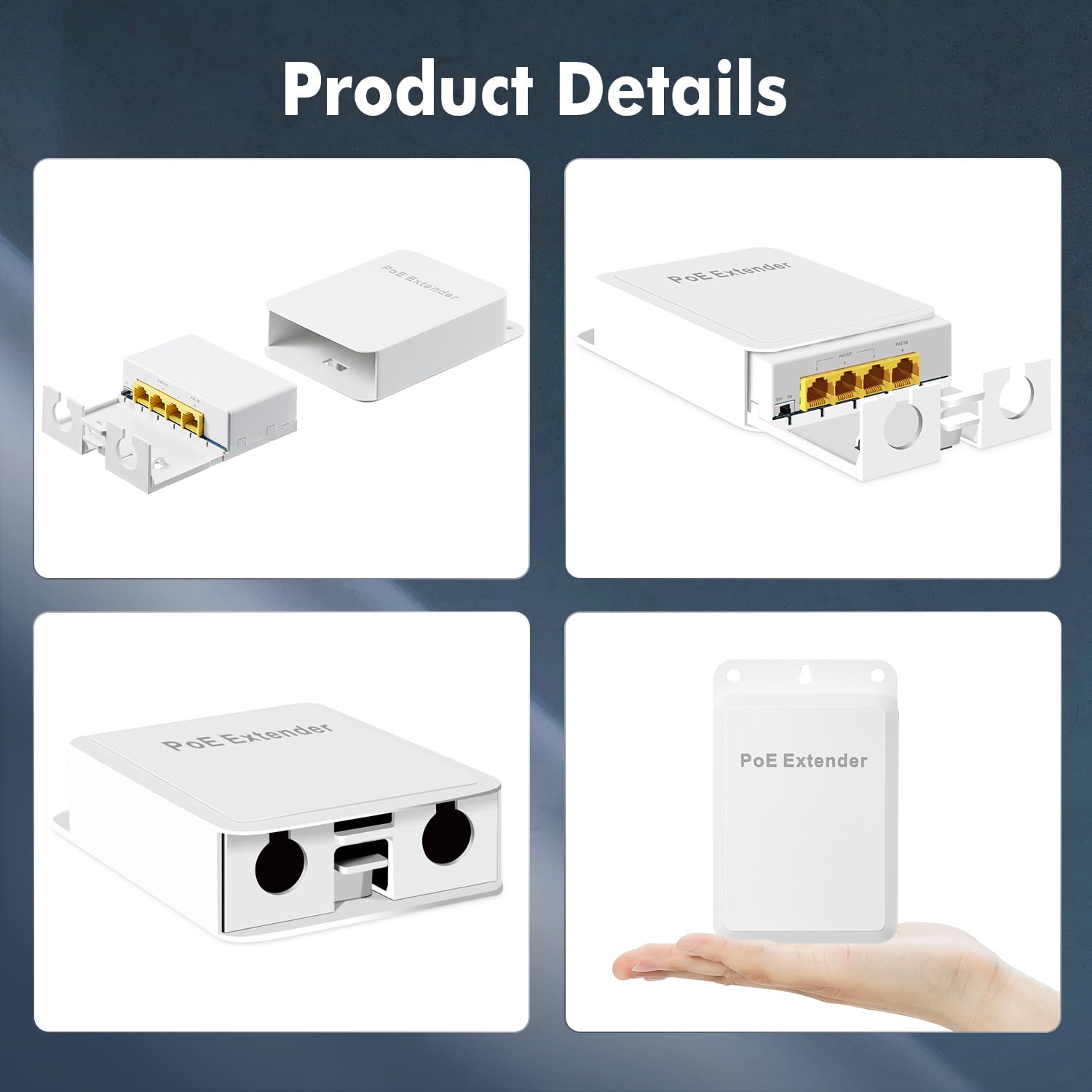 Outdoor Gigabit Poe Passthrough Switch, 1 Poe In 3 Poe Out Extender, Ieee802.3Af/At Poe Powered, 10/100/1000Mbps Ethernet, Wall