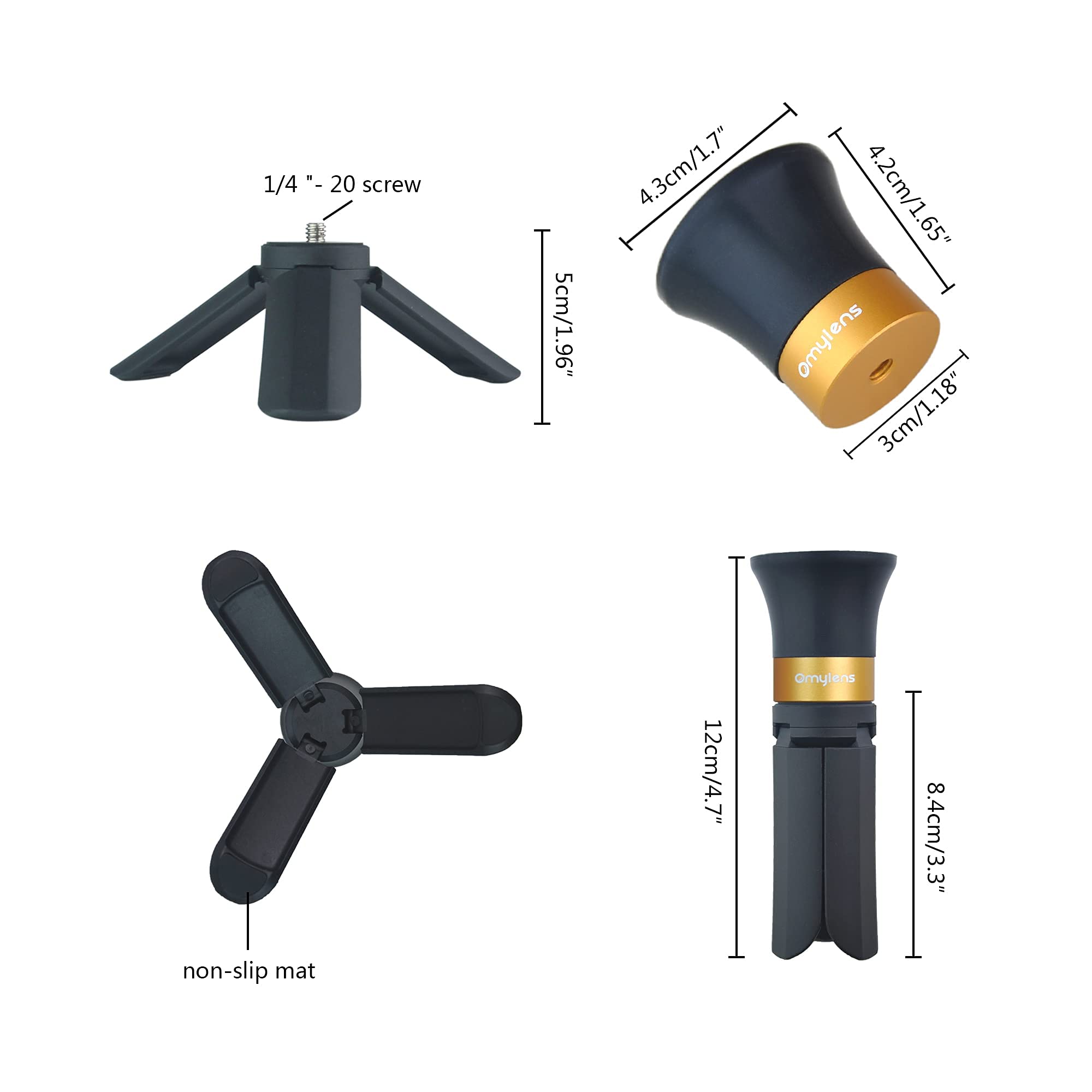 Omylens Lens Ball Stand Supports 60Mm/2.36'' To 150Mm/5.9'' Crystal Ball, Spherical Display Standing, Silicone Suction Cup+Golde